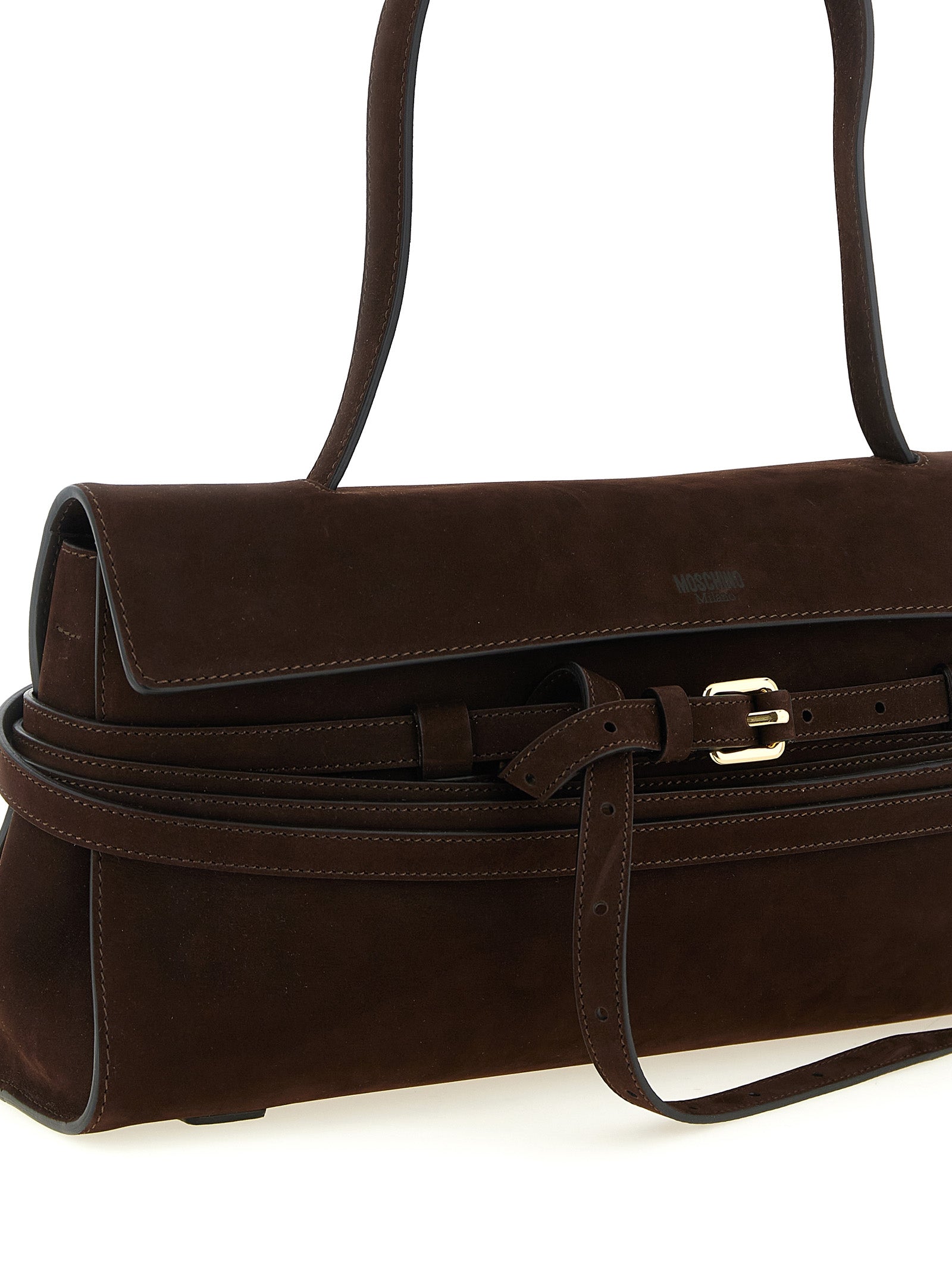 Moschino Brown Calfskin Shoulder Bag Moschino