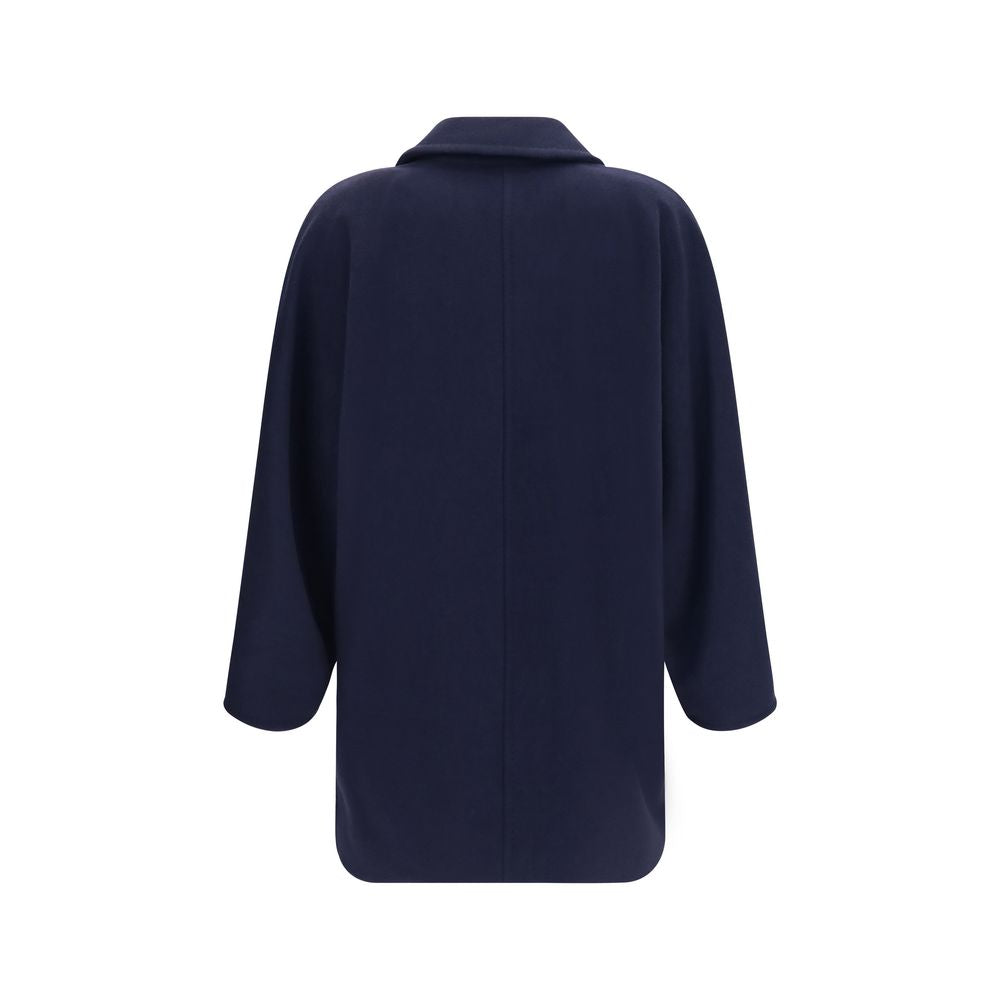 Max Mara Blue Wool Oves Aries Full-Length Jacket Max Mara