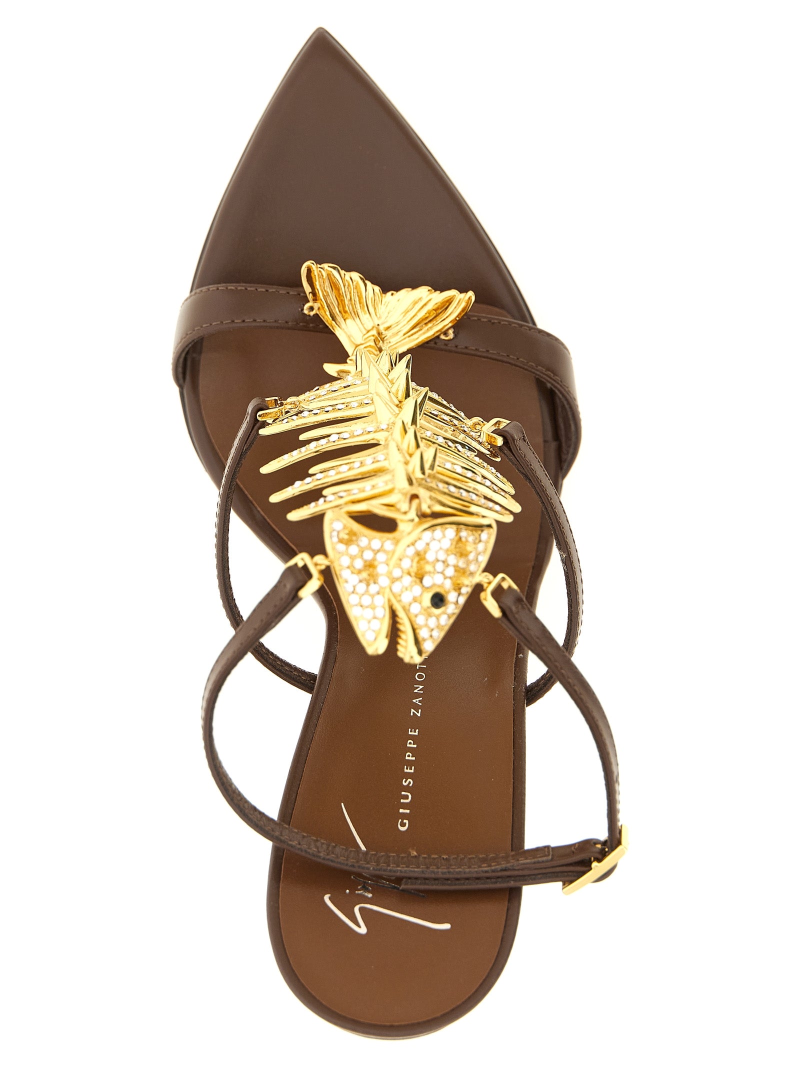 Giuseppe Zanotti Brown Lamb Leather Stiletto Heel Sandals Giuseppe Zanotti