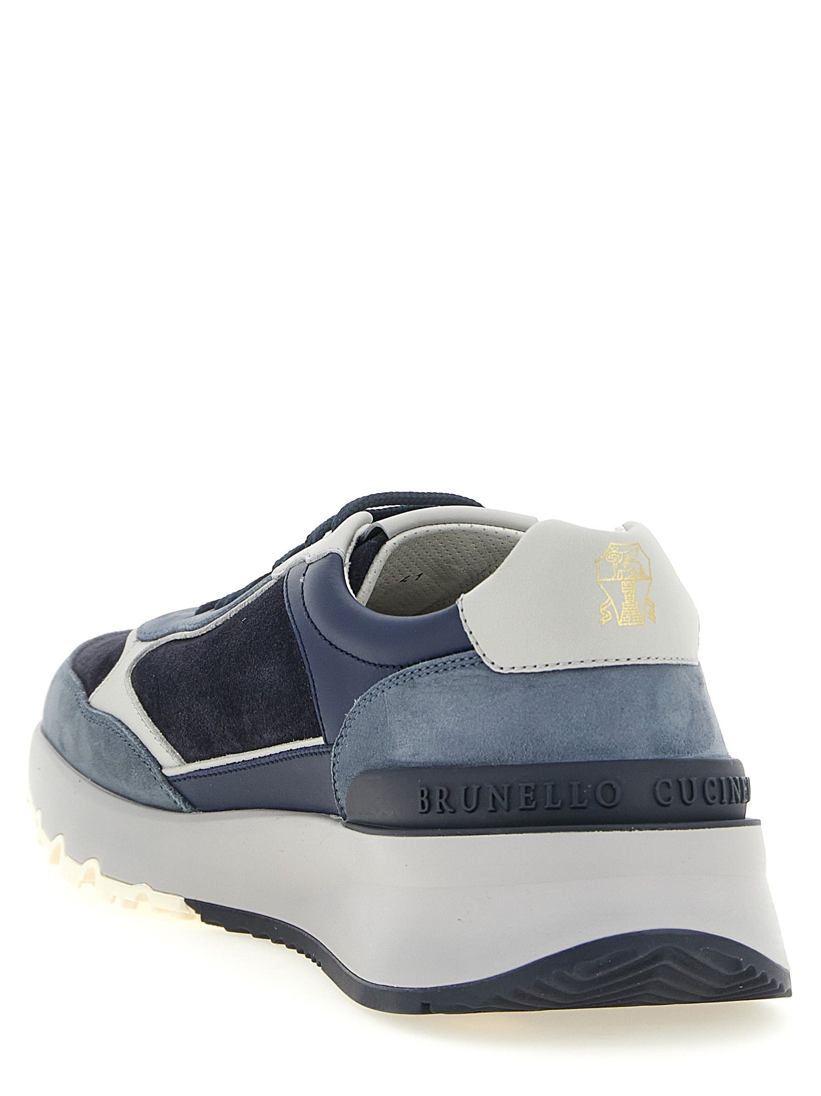 Brunello Cucinelli Blue Calfskin Athletic Sneakers Brunello Cucinelli