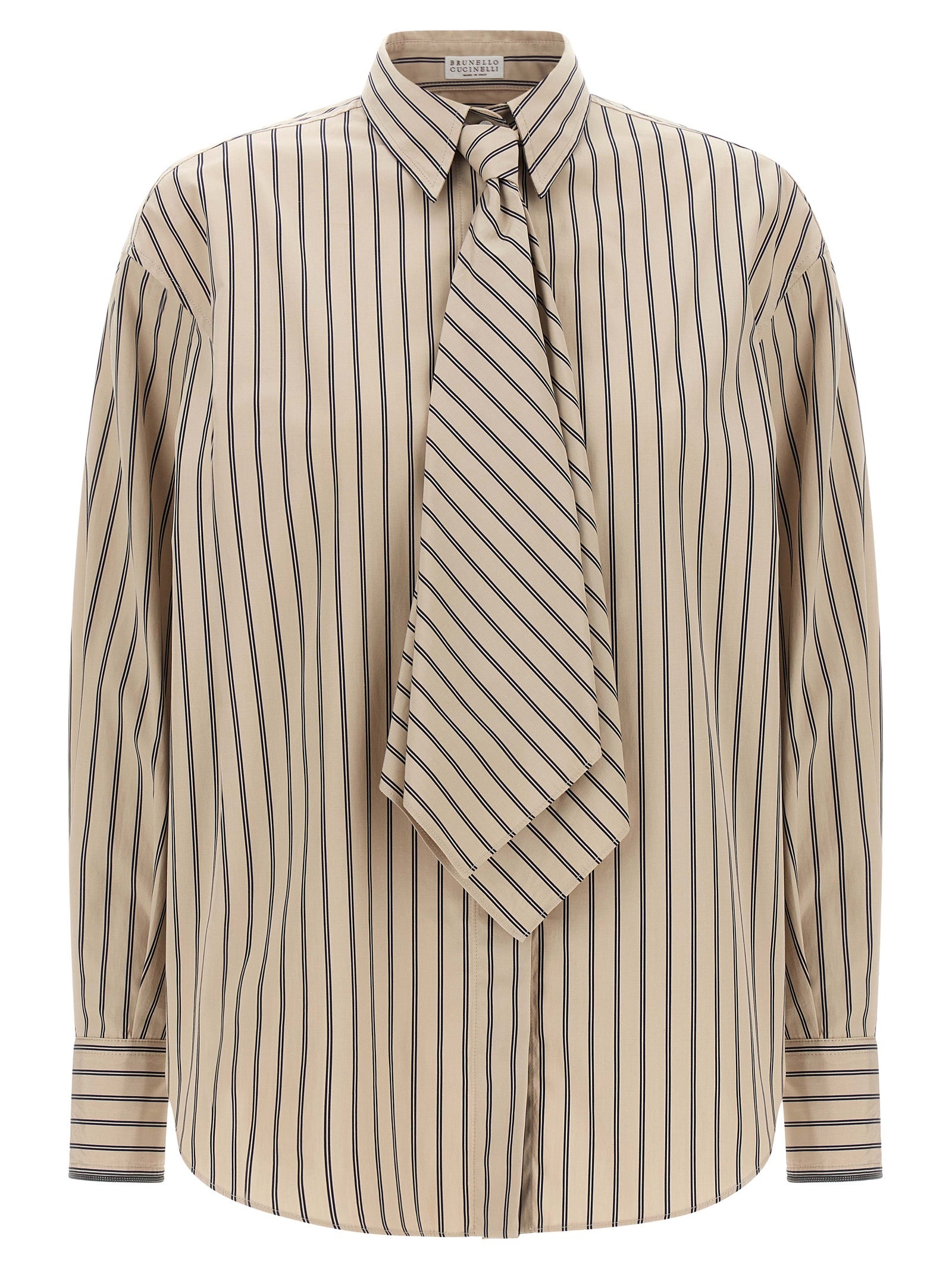 Brunello Cucinelli Beige Cotton Blouse Brunello Cucinelli