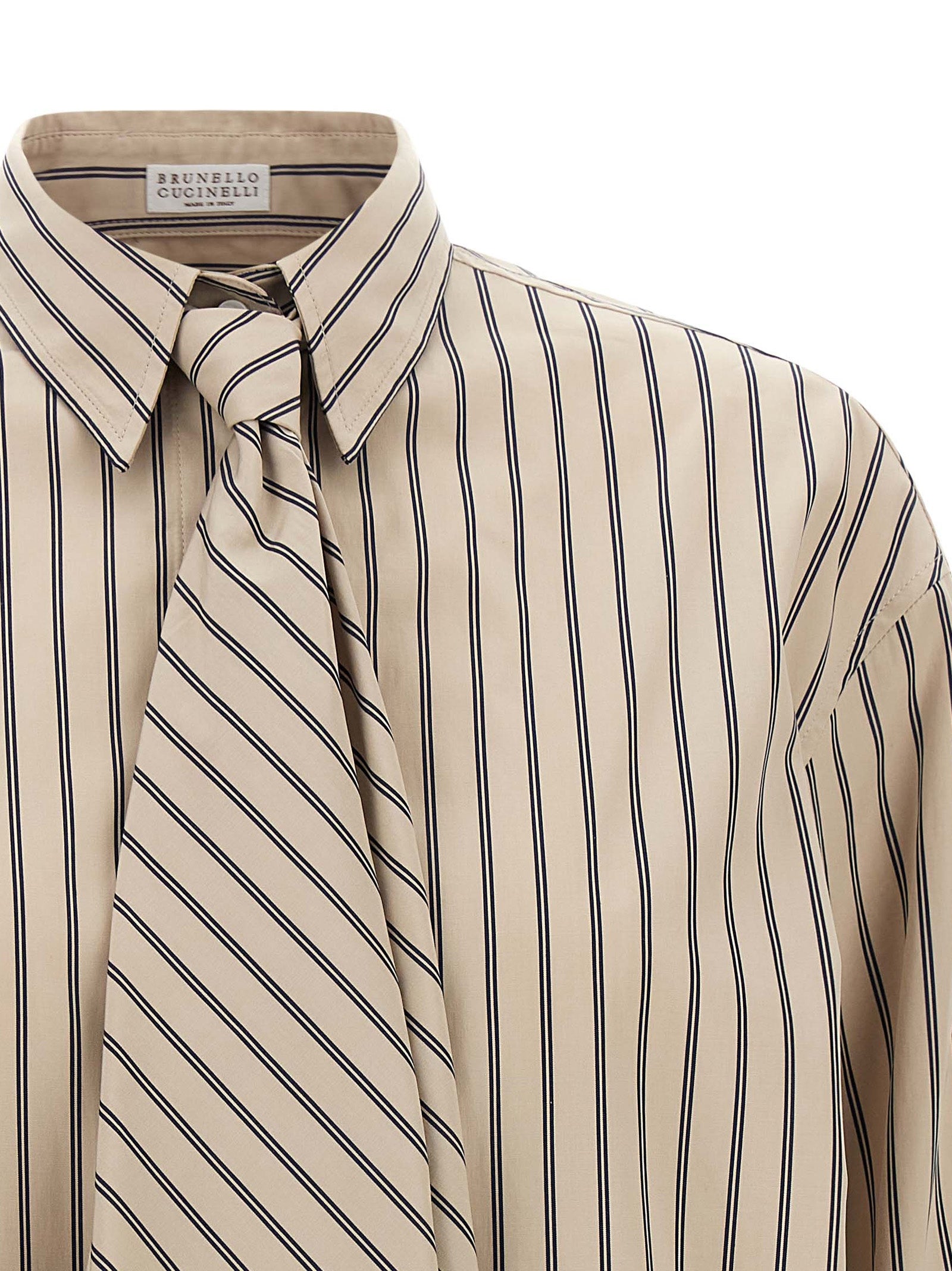 Brunello Cucinelli Beige Cotton Blouse Brunello Cucinelli