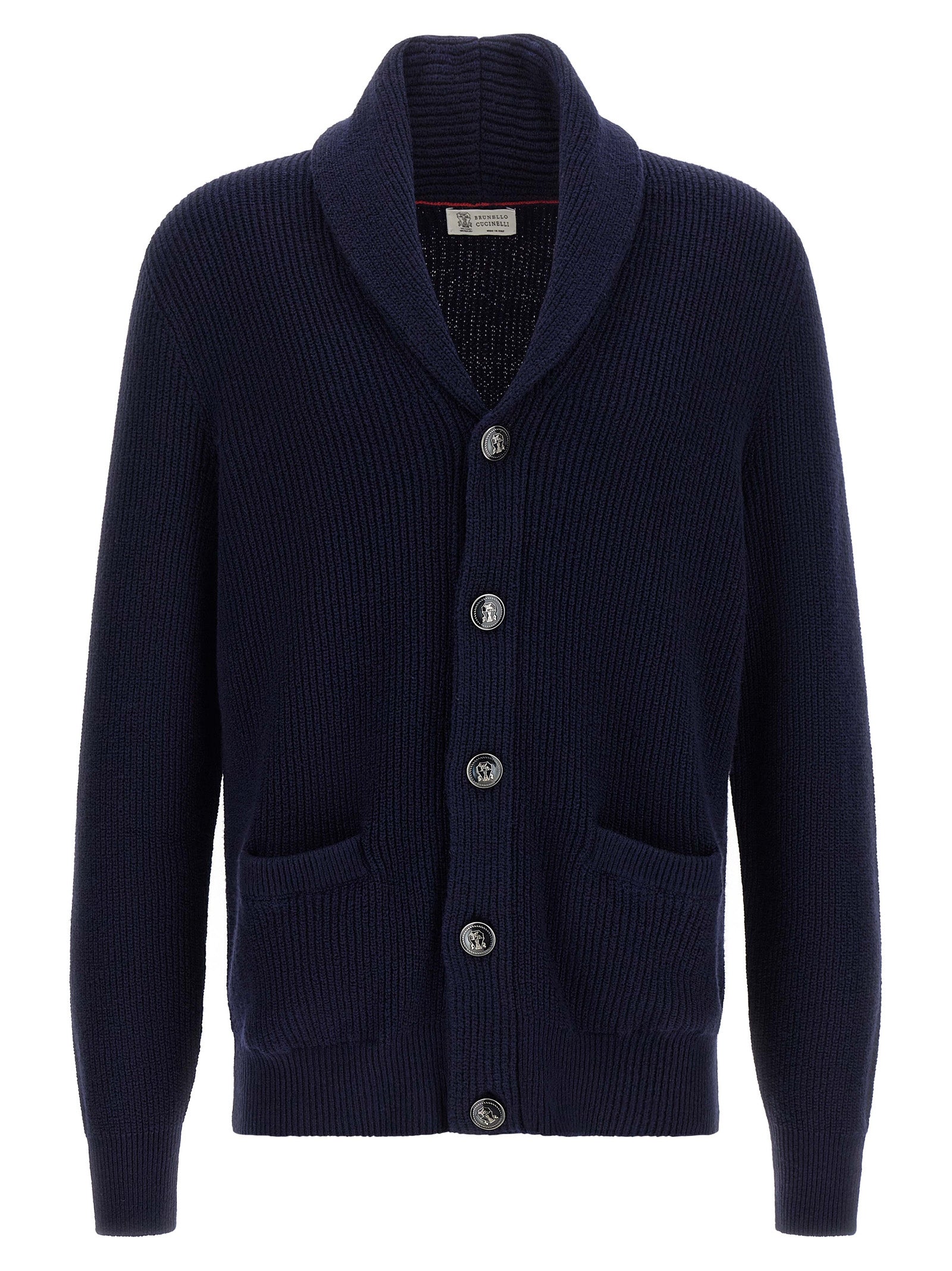 Brunello Cucinelli Blue Cotton Cardigan Brunello Cucinelli