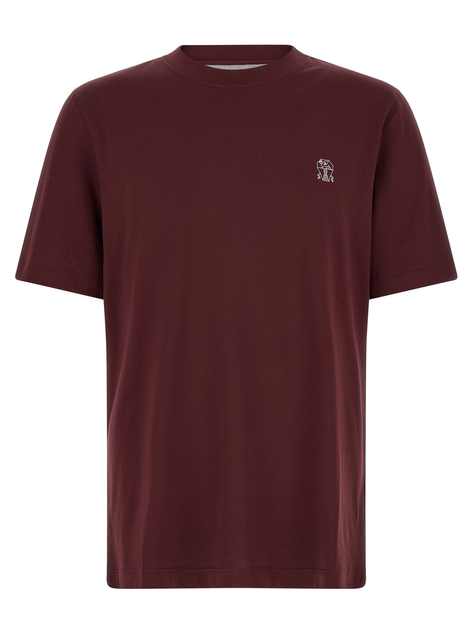 Brunello Cucinelli Bordeaux Cotton T-Shirt