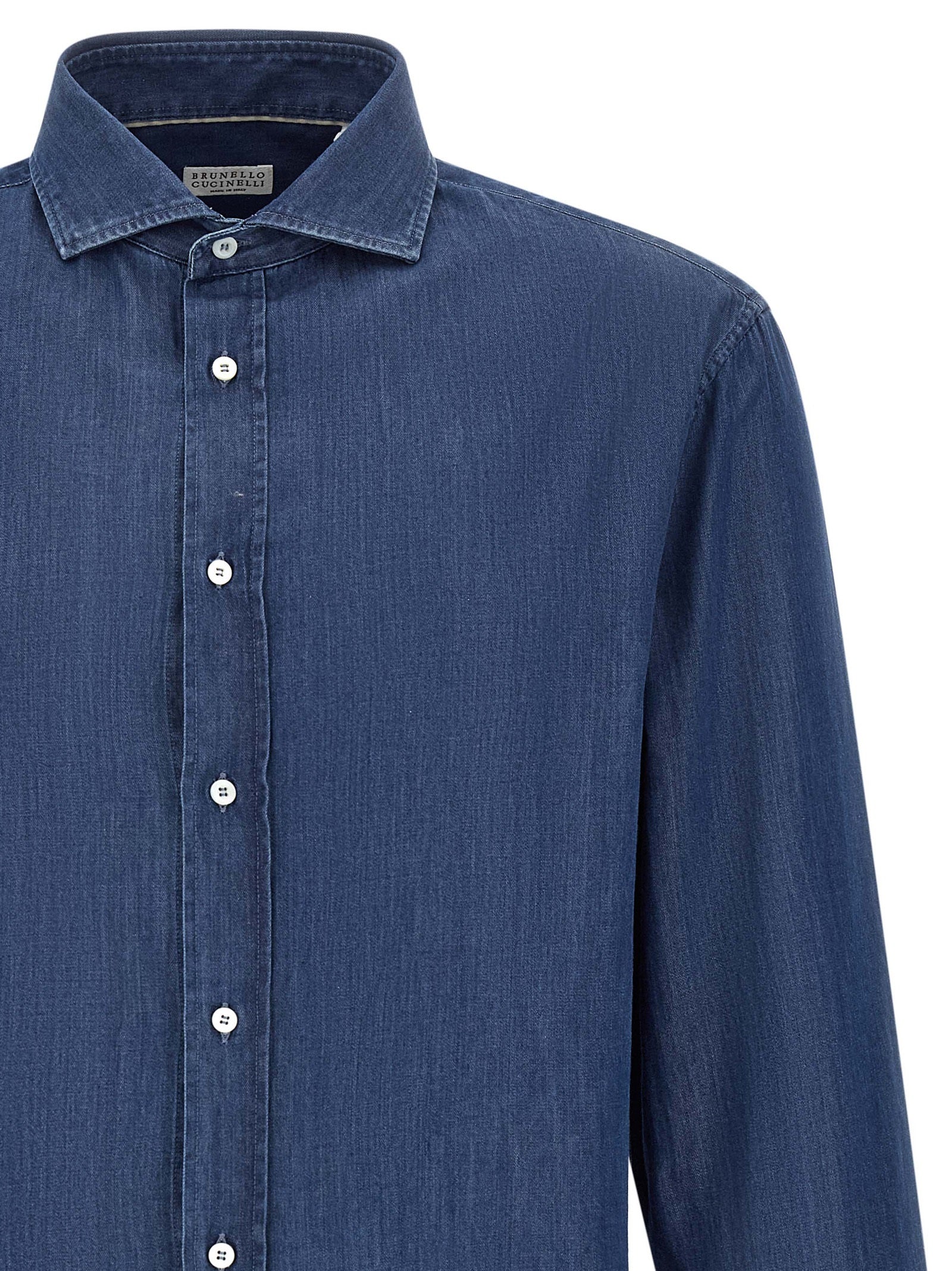 Brunello Cucinelli Blue Cotton Blouse Brunello Cucinelli