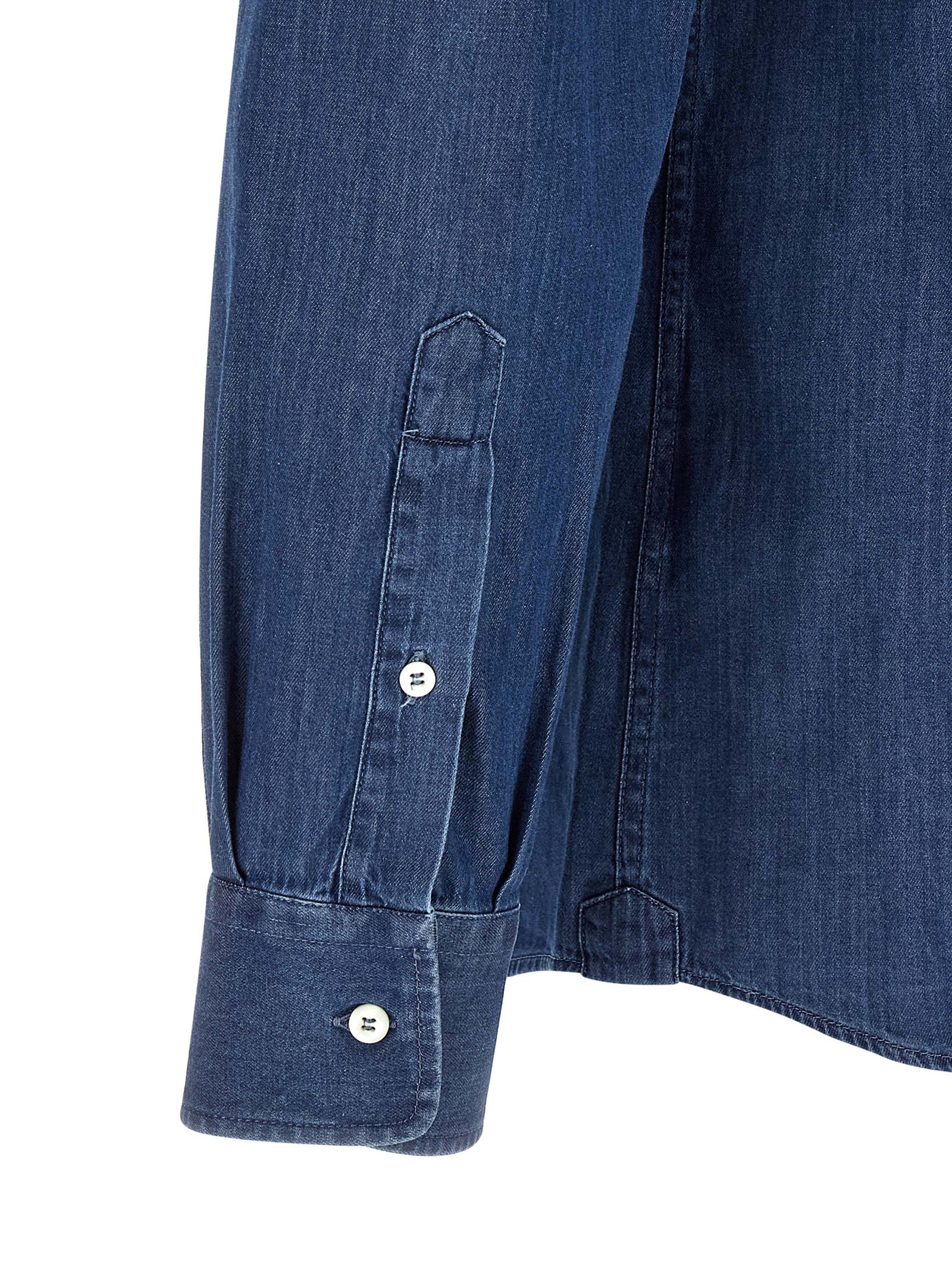 Brunello Cucinelli Blue Cotton Blouse Brunello Cucinelli