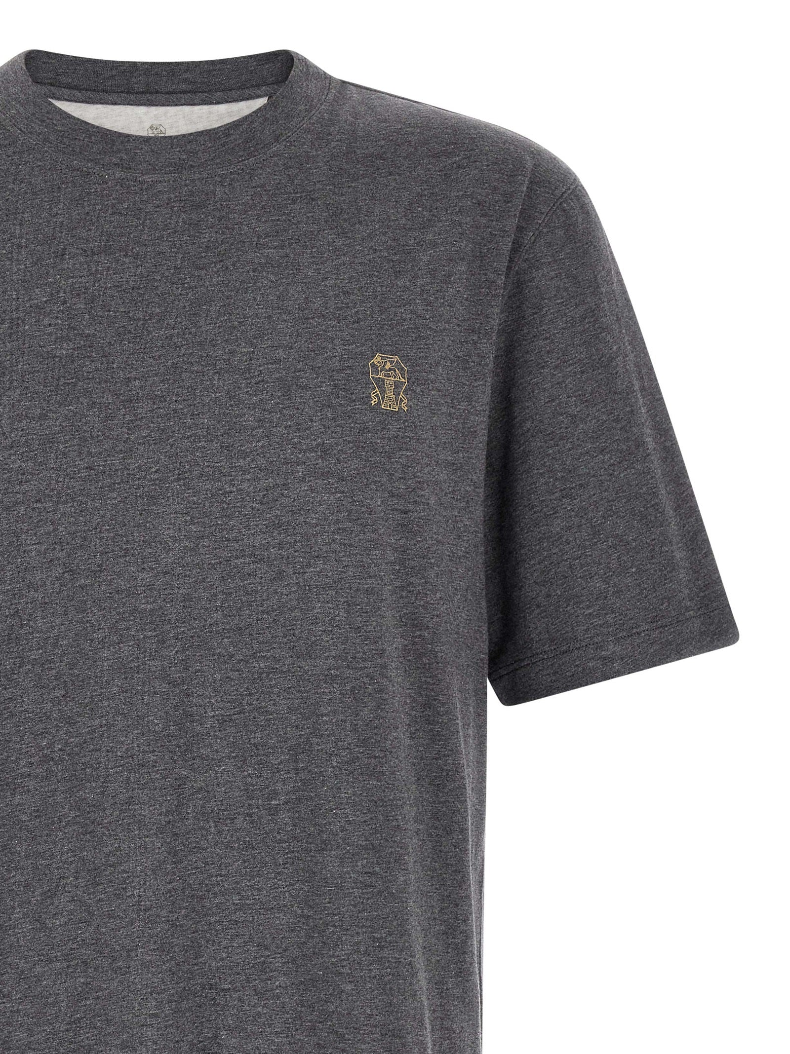Brunello Cucinelli Gray Cotton T-Shirt Brunello Cucinelli