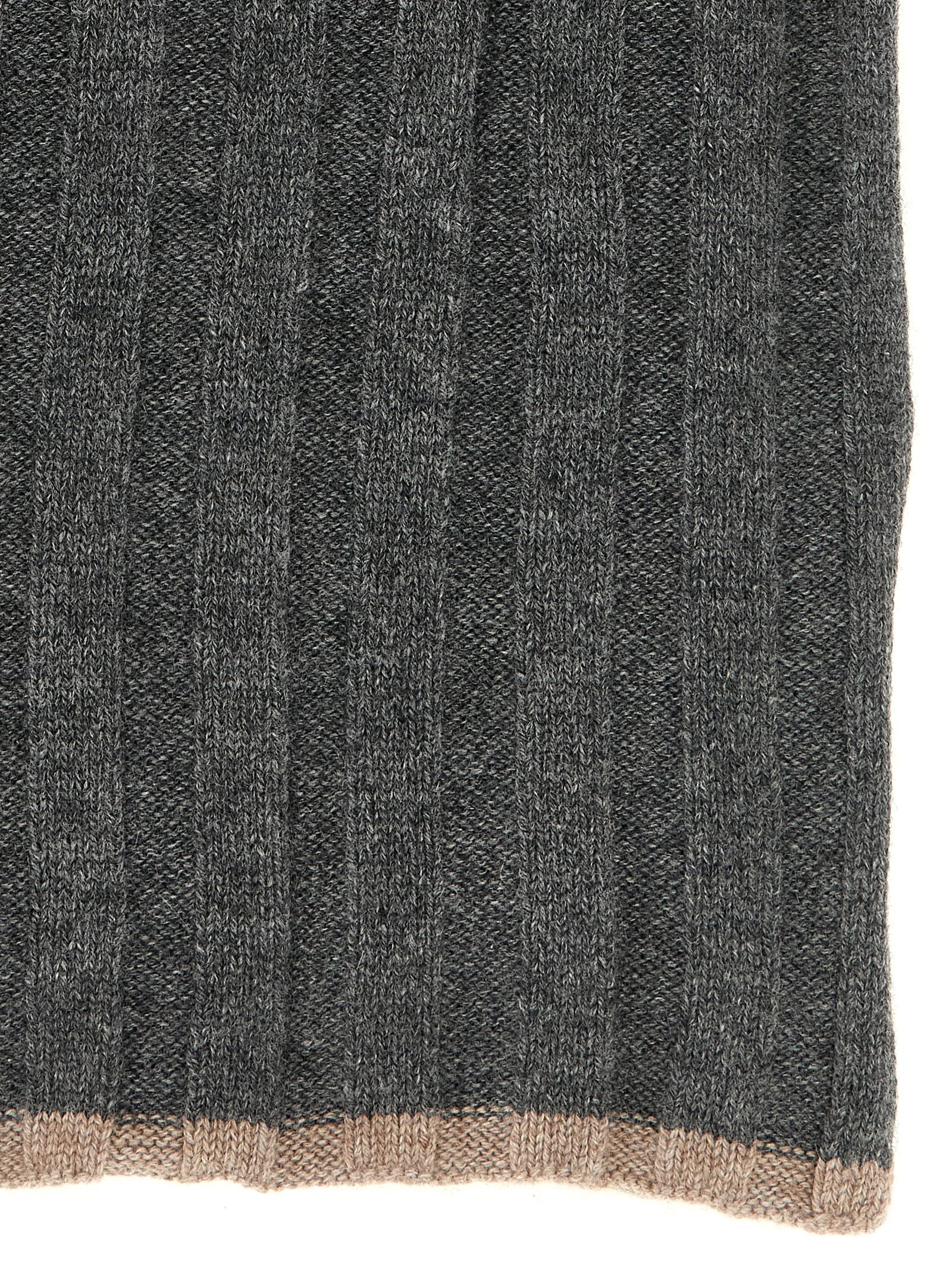 Brunello Cucinelli Gray Cashmere Scarf Brunello Cucinelli