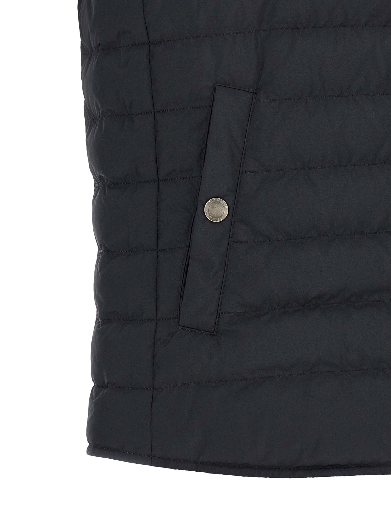Brunello Cucinelli Blue Polyester Sleeveless Jacket Brunello Cucinelli