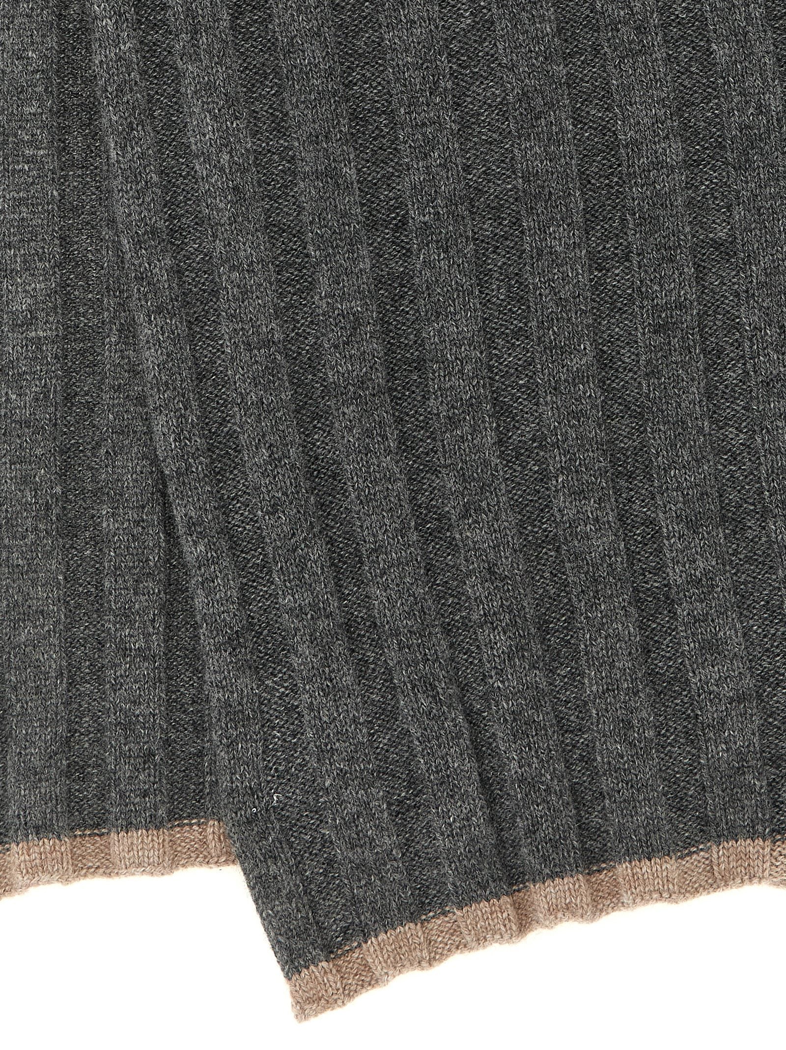 Brunello Cucinelli Gray Cashmere Scarf Brunello Cucinelli