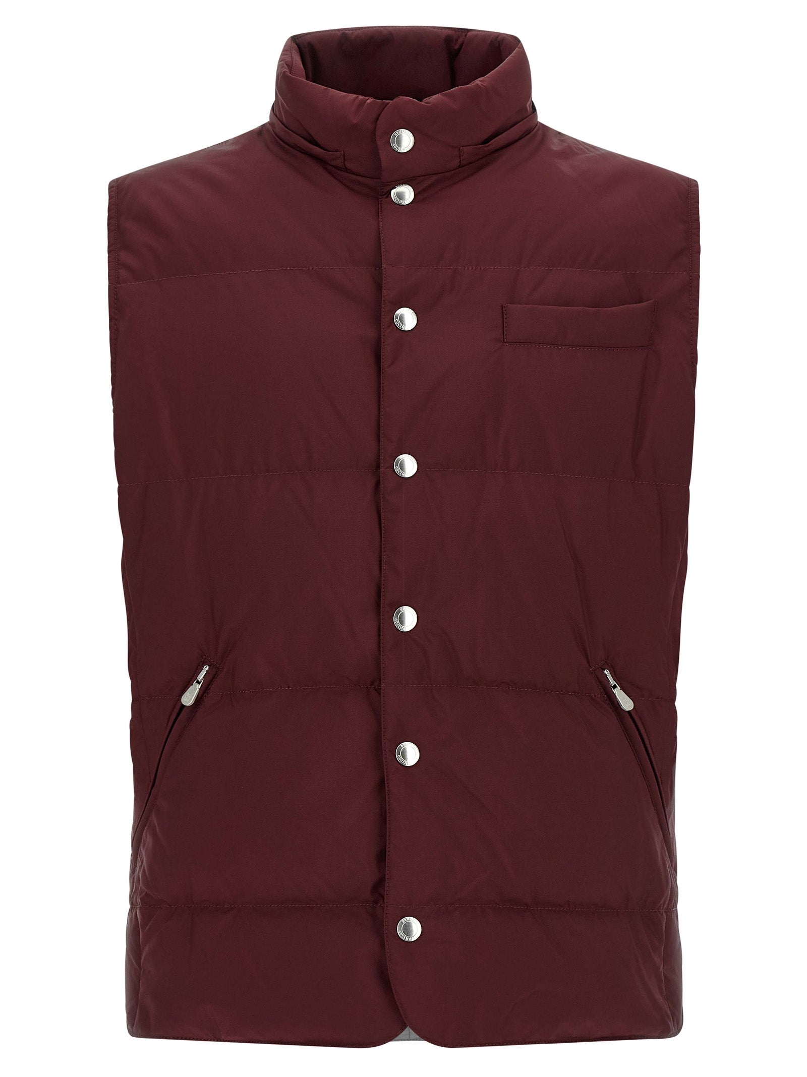 Brunello Cucinelli Bordeaux Polyester Sleeveless Jacket Brunello Cucinelli