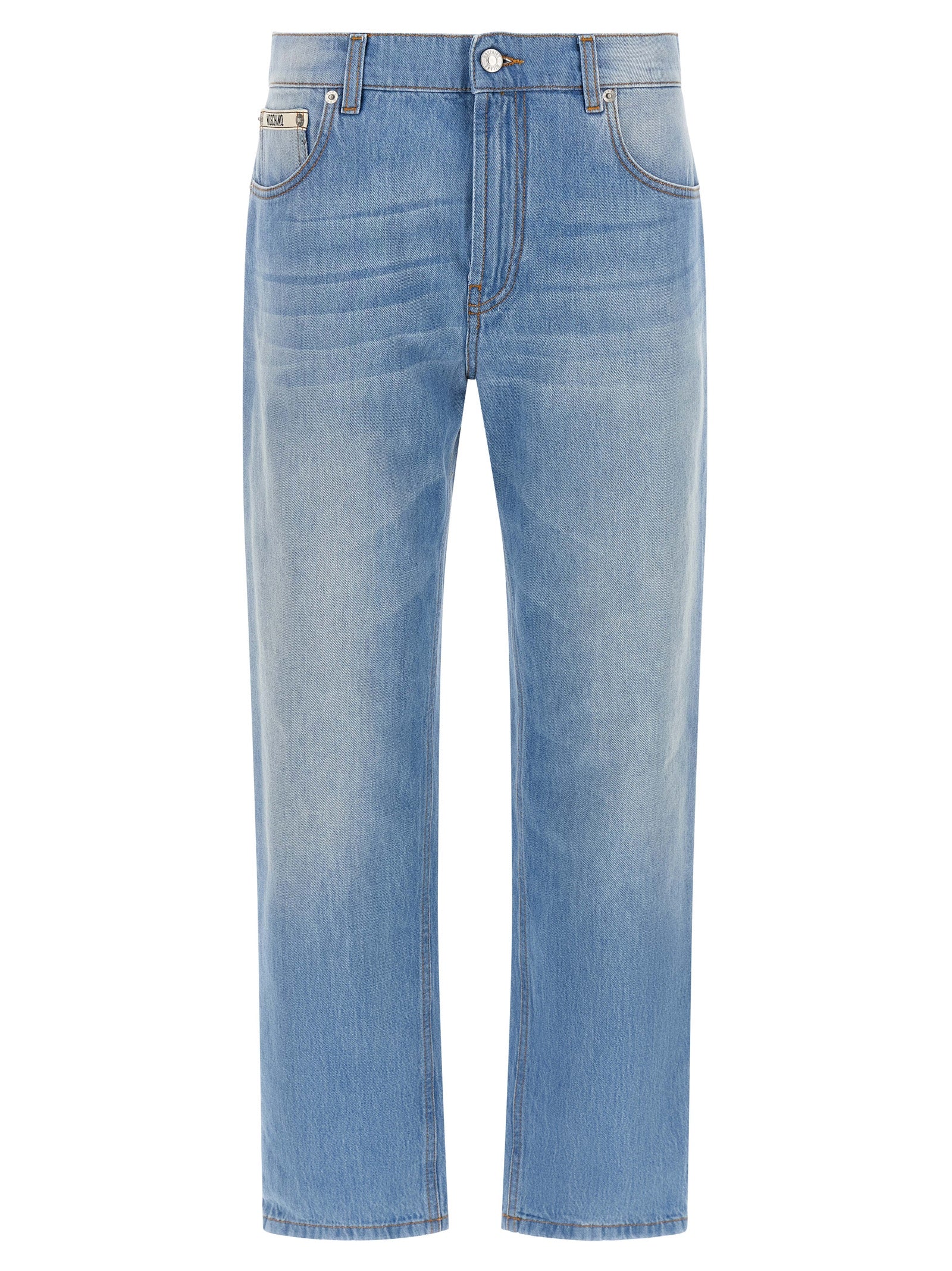 Moschino Blue Cotton Straight-Leg Jeans Moschino