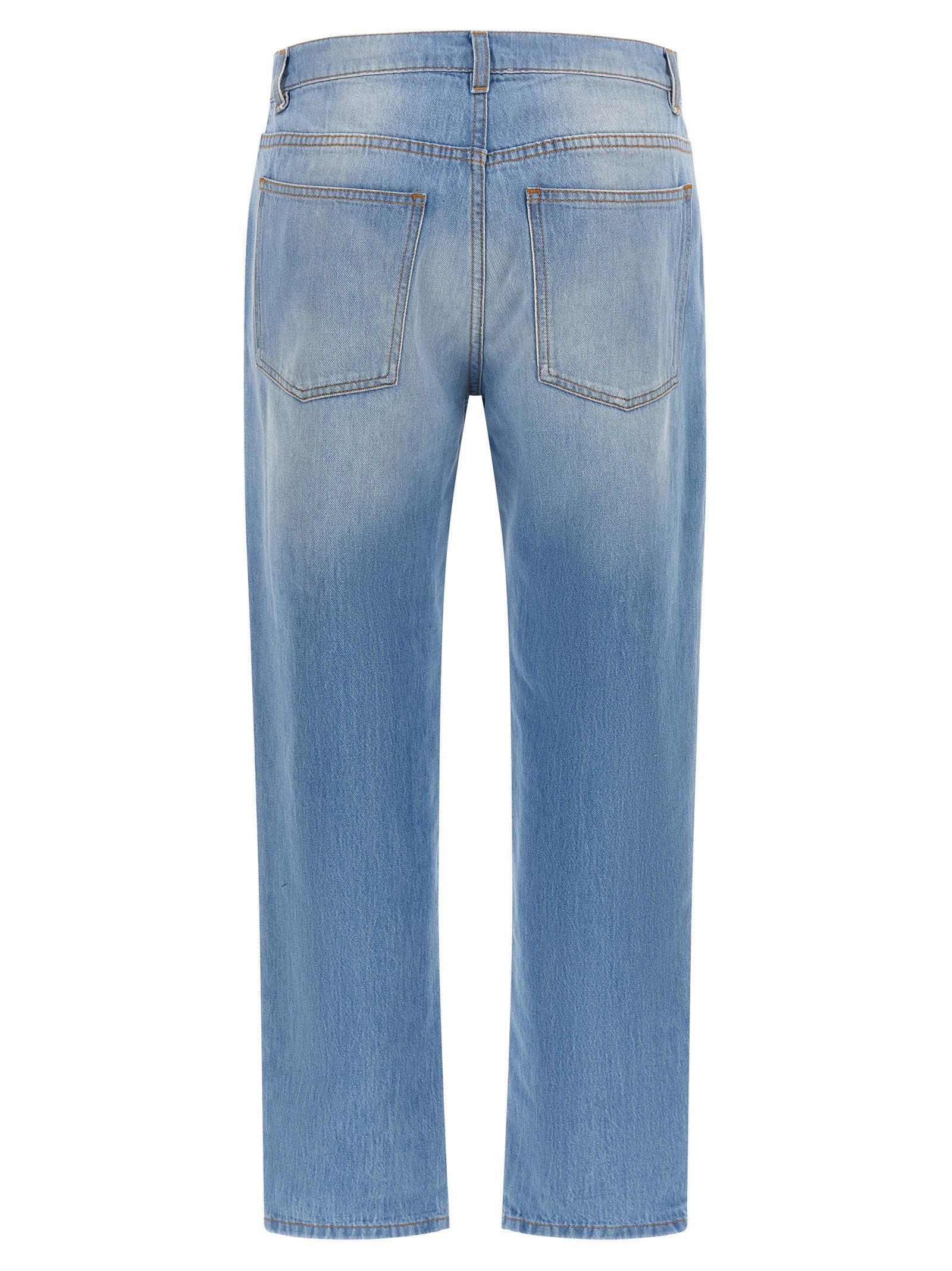 Moschino Blue Cotton Straight-Leg Jeans Moschino