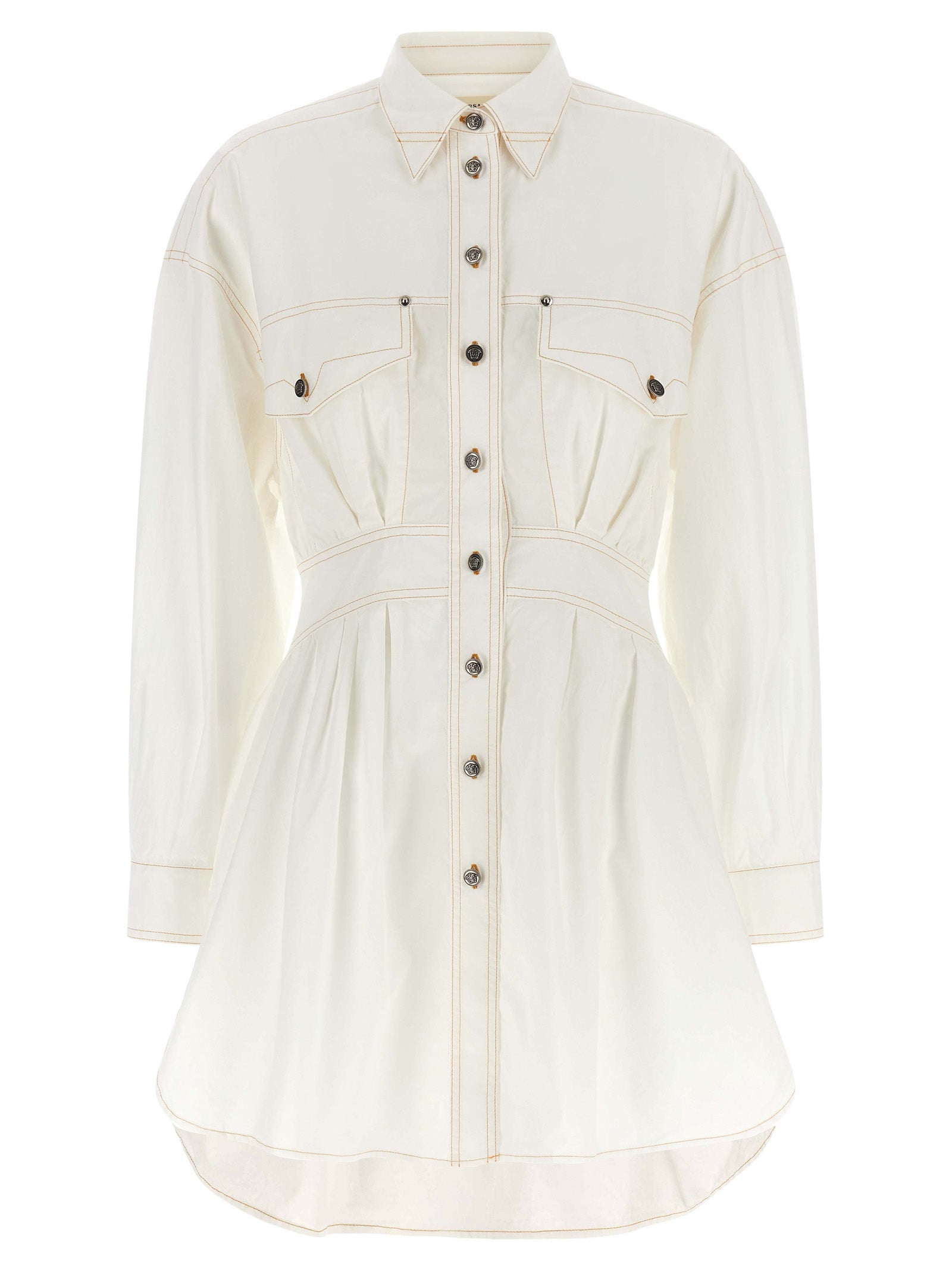 Versace White Cotton Short Dress Versace