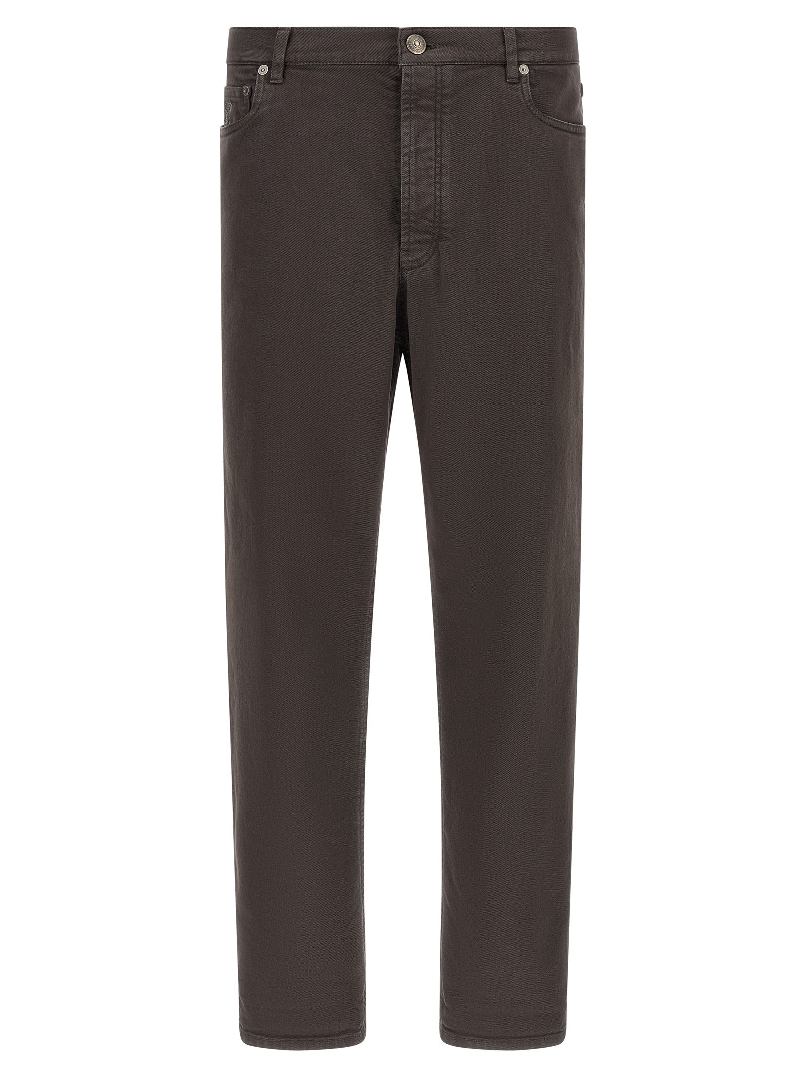 Brunello Cucinelli Brown Cotton Straight-Leg Jeans Brunello Cucinelli