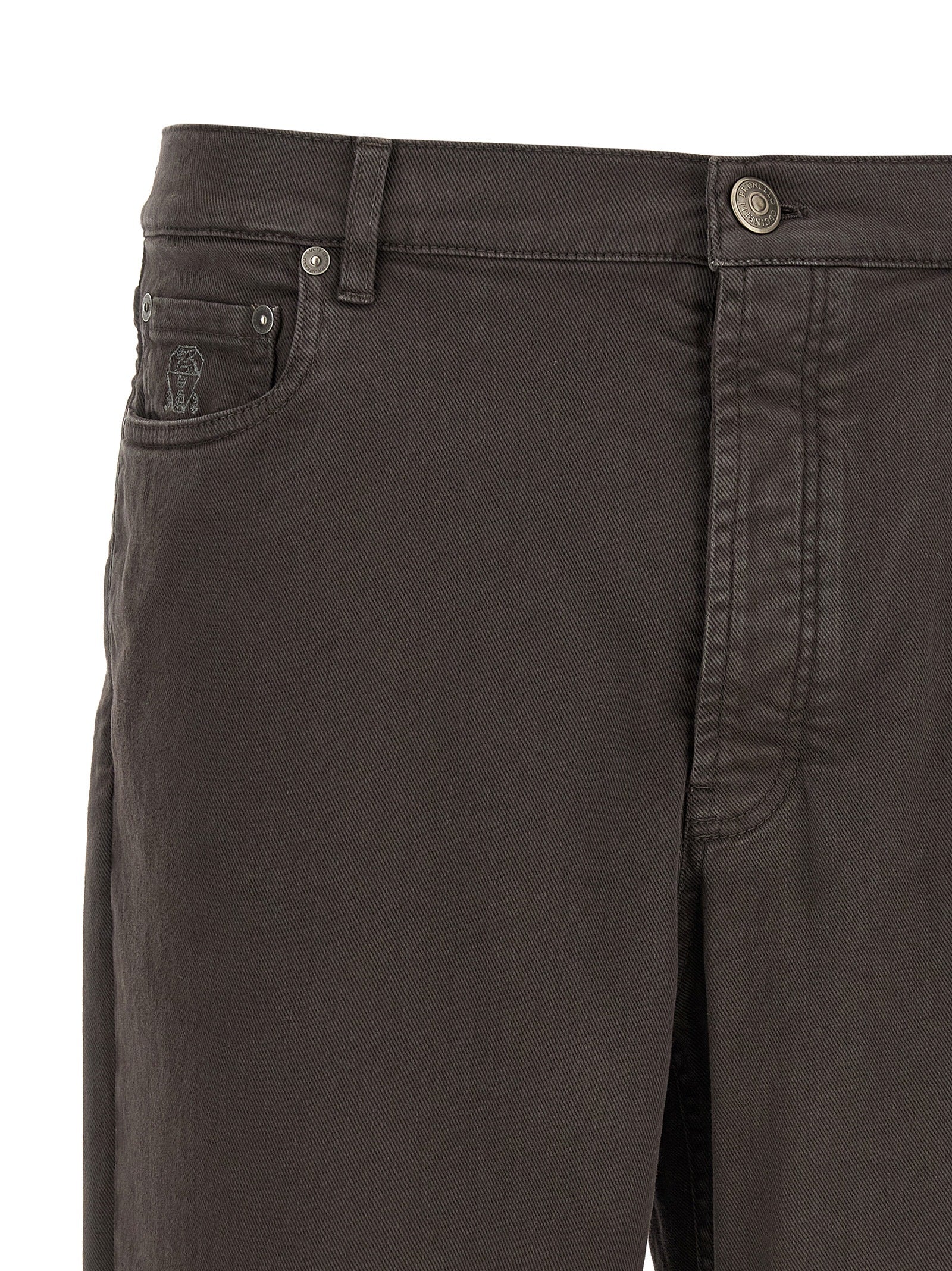Brunello Cucinelli Brown Cotton Straight-Leg Jeans Brunello Cucinelli