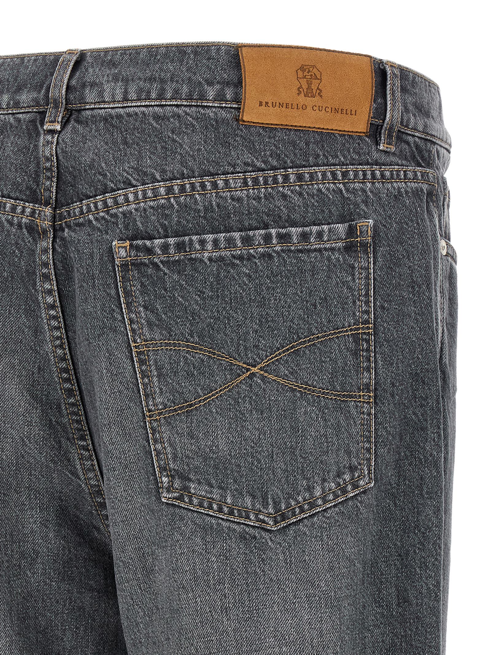 Brunello Cucinelli Gray Cotton Straight-Leg Jeans Brunello Cucinelli