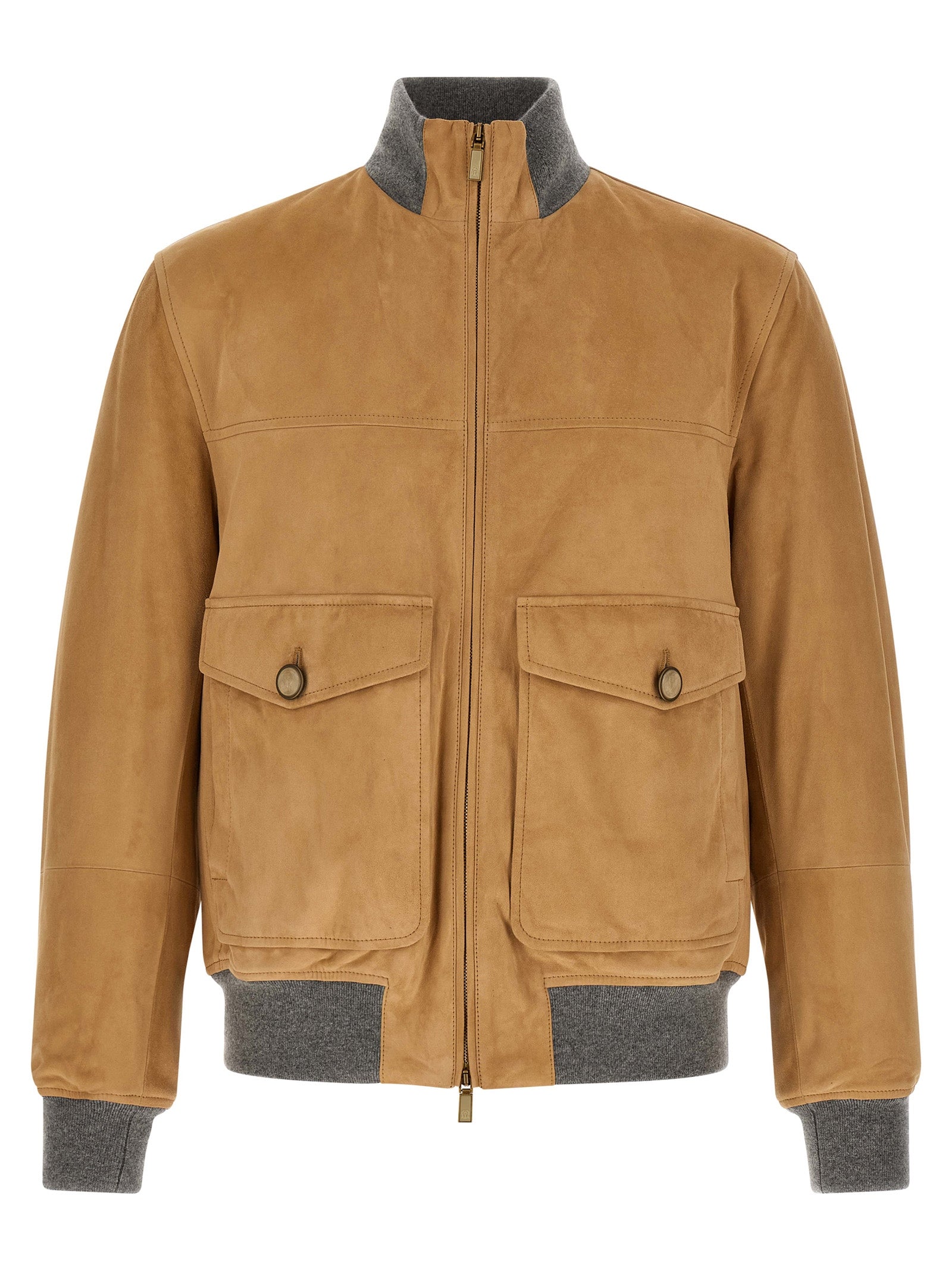 Brunello Cucinelli Beige Lamb Leather Leather Jacket Brunello Cucinelli