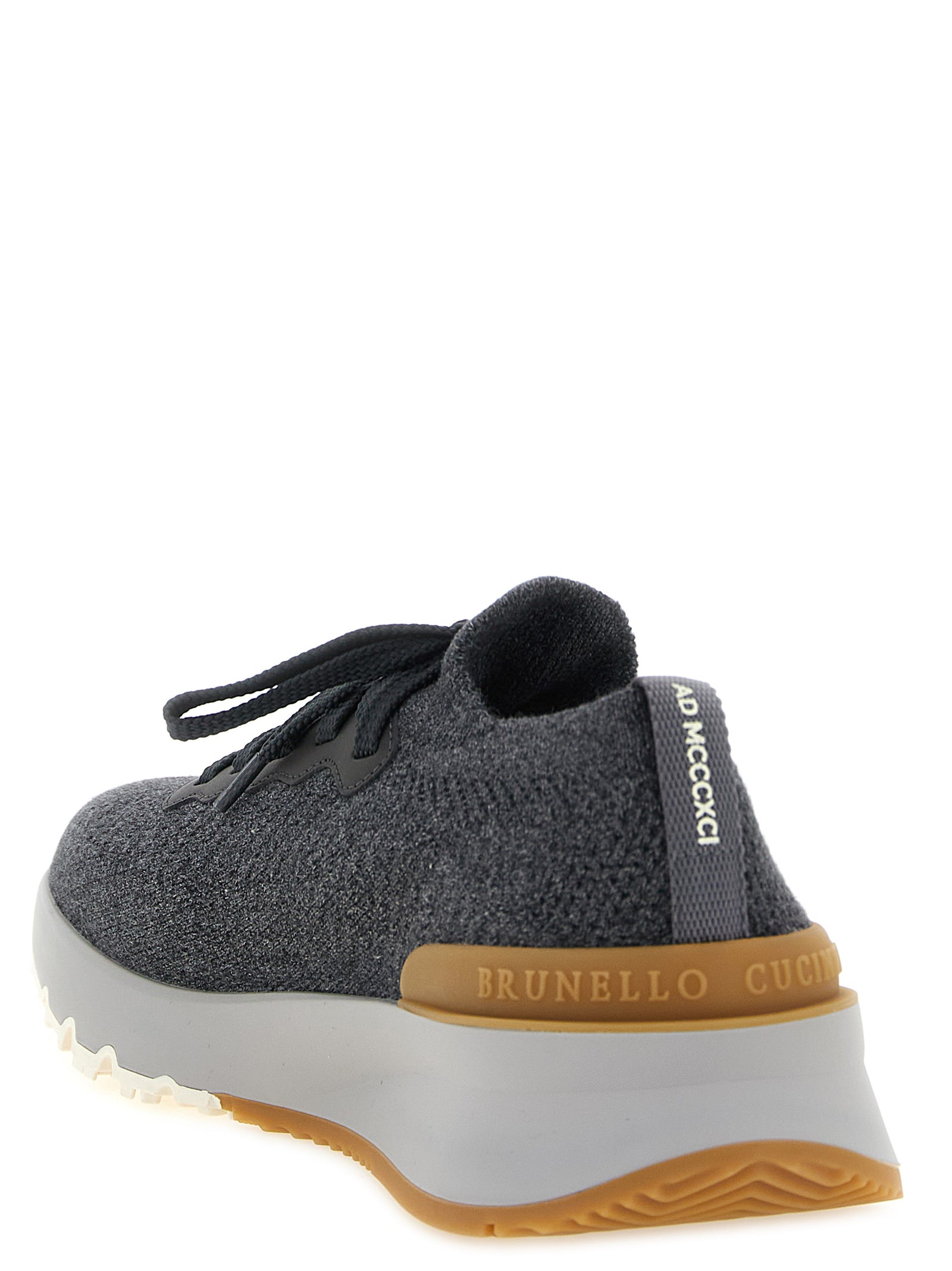Brunello Cucinelli Gray Cotton Athletic Sneakers Brunello Cucinelli