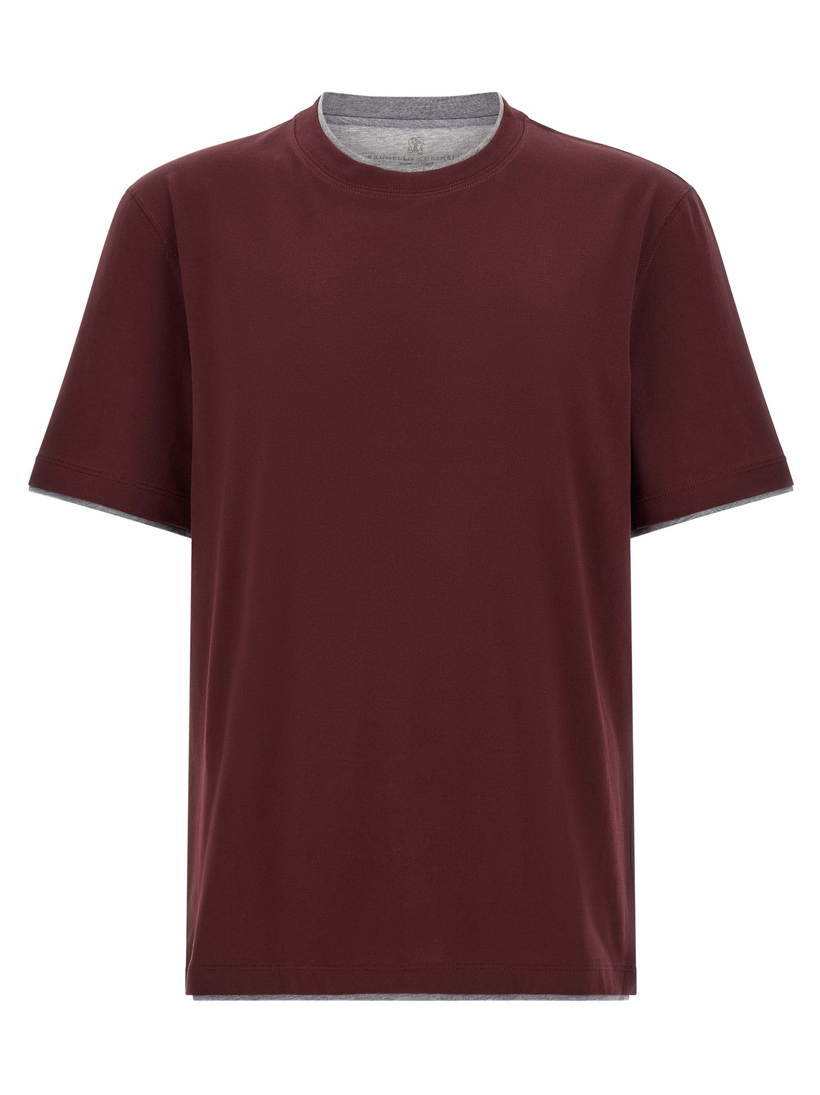 Brunello Cucinelli Bordeaux Cotton T-Shirt Brunello Cucinelli