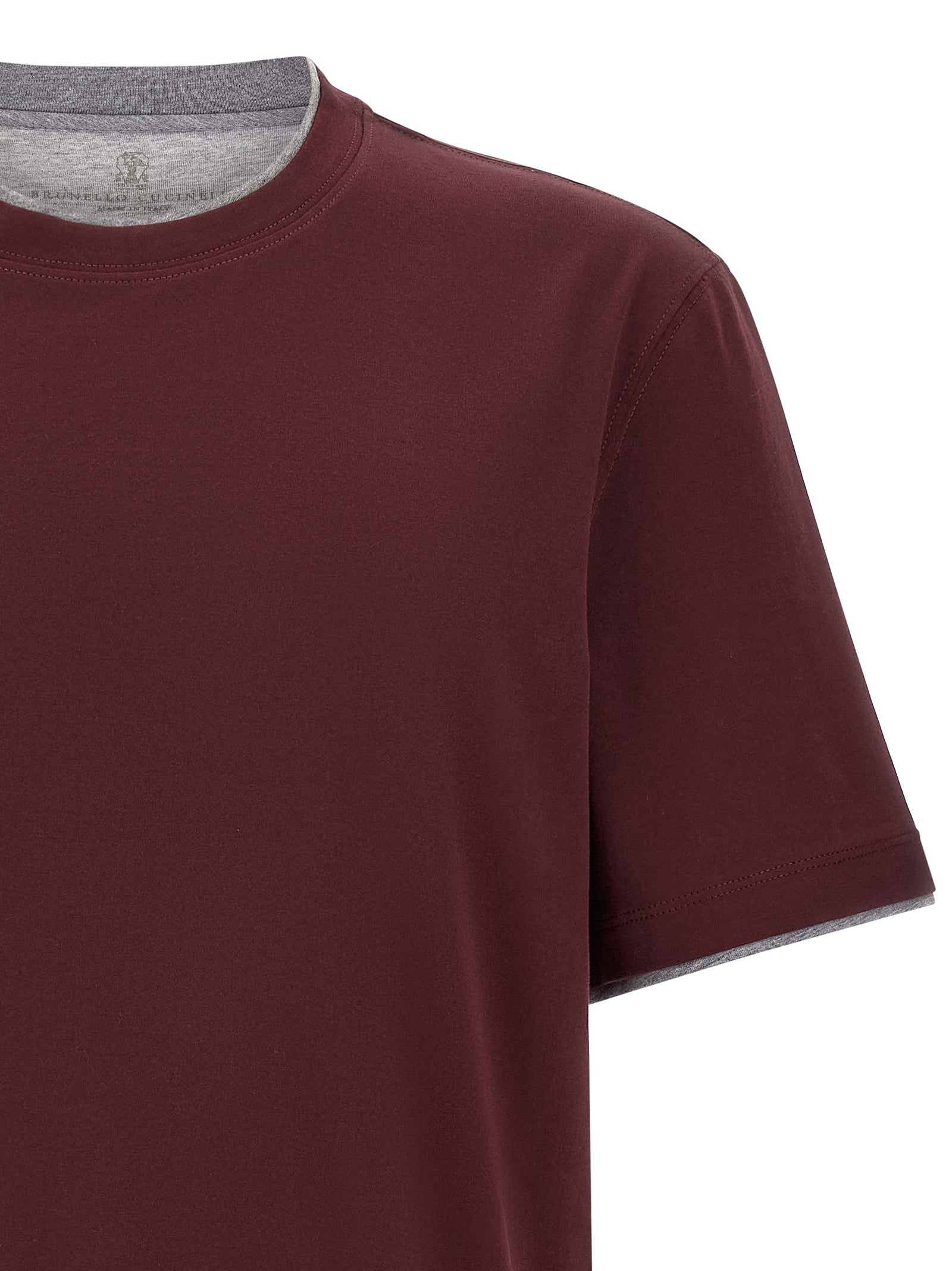 Brunello Cucinelli Bordeaux Cotton T-Shirt Brunello Cucinelli