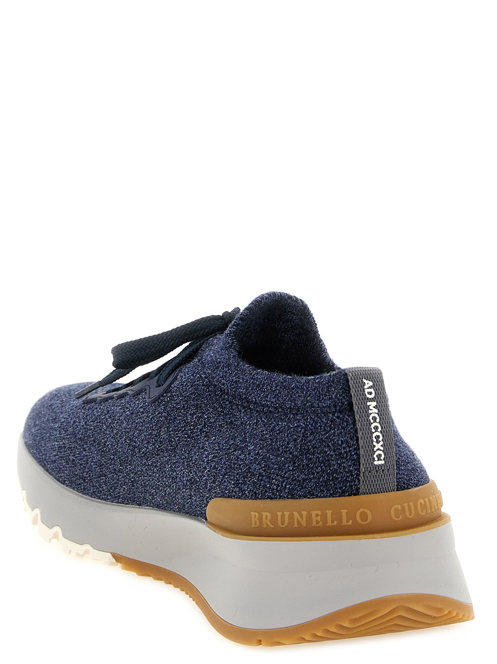 Brunello Cucinelli Blue Wool Athletic Sneakers Brunello Cucinelli