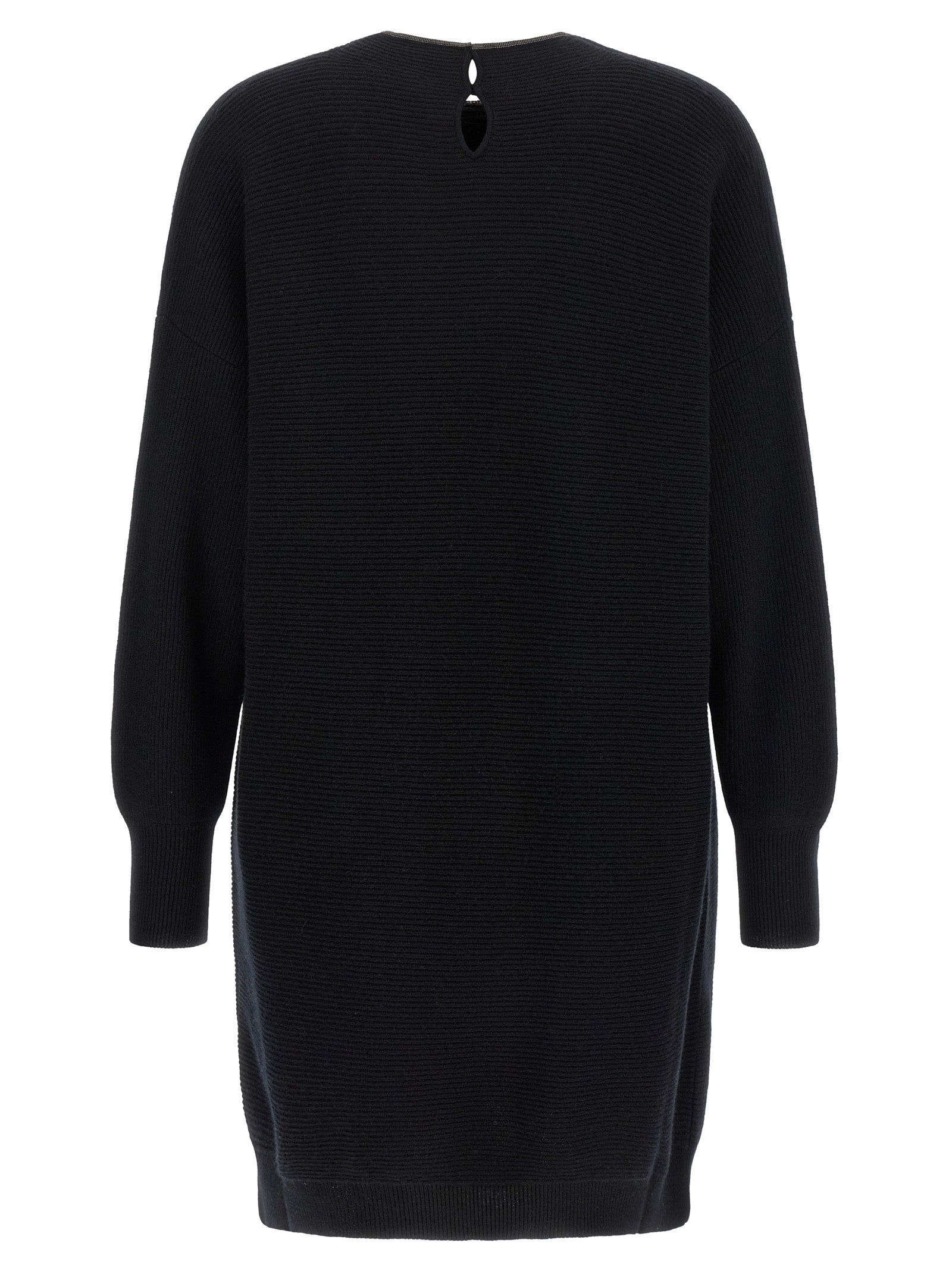 Brunello Cucinelli Black Virgin Wool Short Dress Brunello Cucinelli