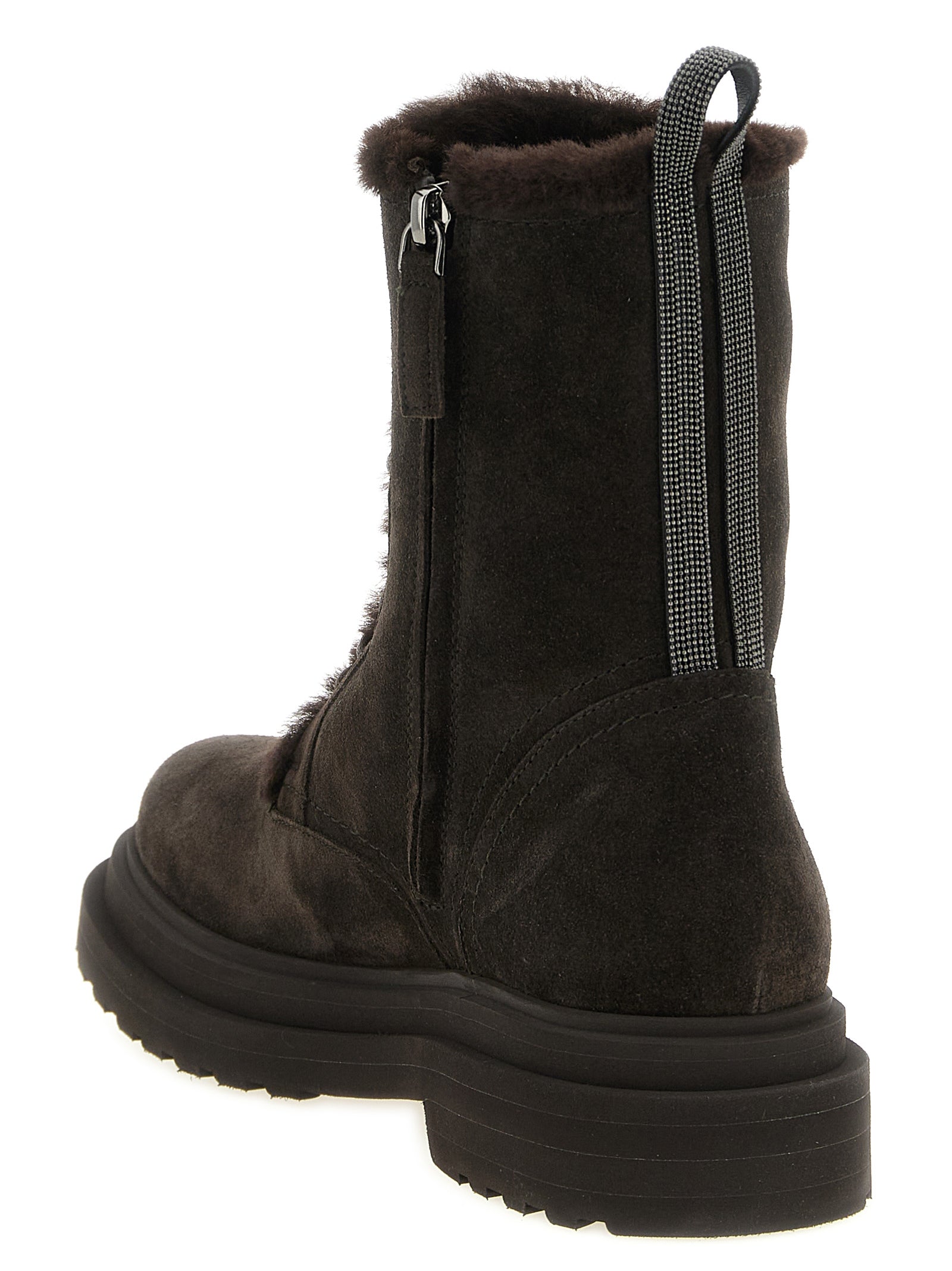 Brunello Cucinelli Brown Calfskin Lace-Up Boots Brunello Cucinelli