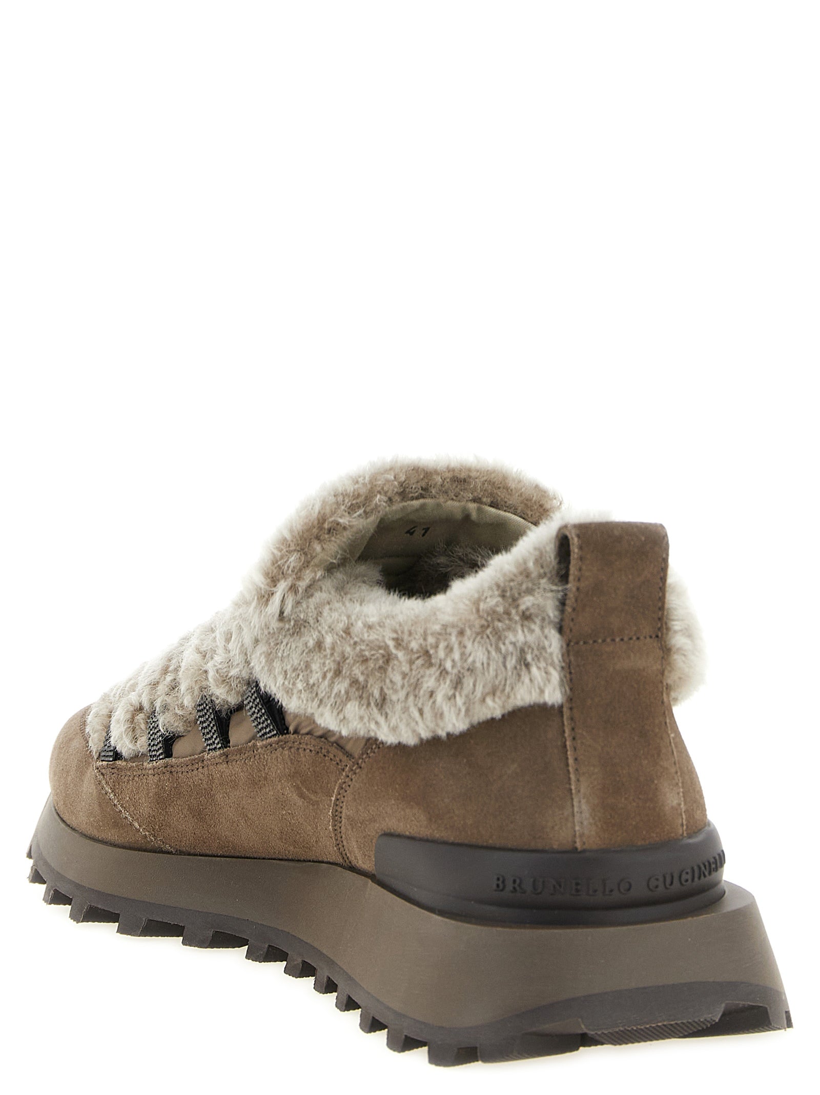 Brunello Cucinelli Brown Calfskin Chunky Sneakers Brunello Cucinelli