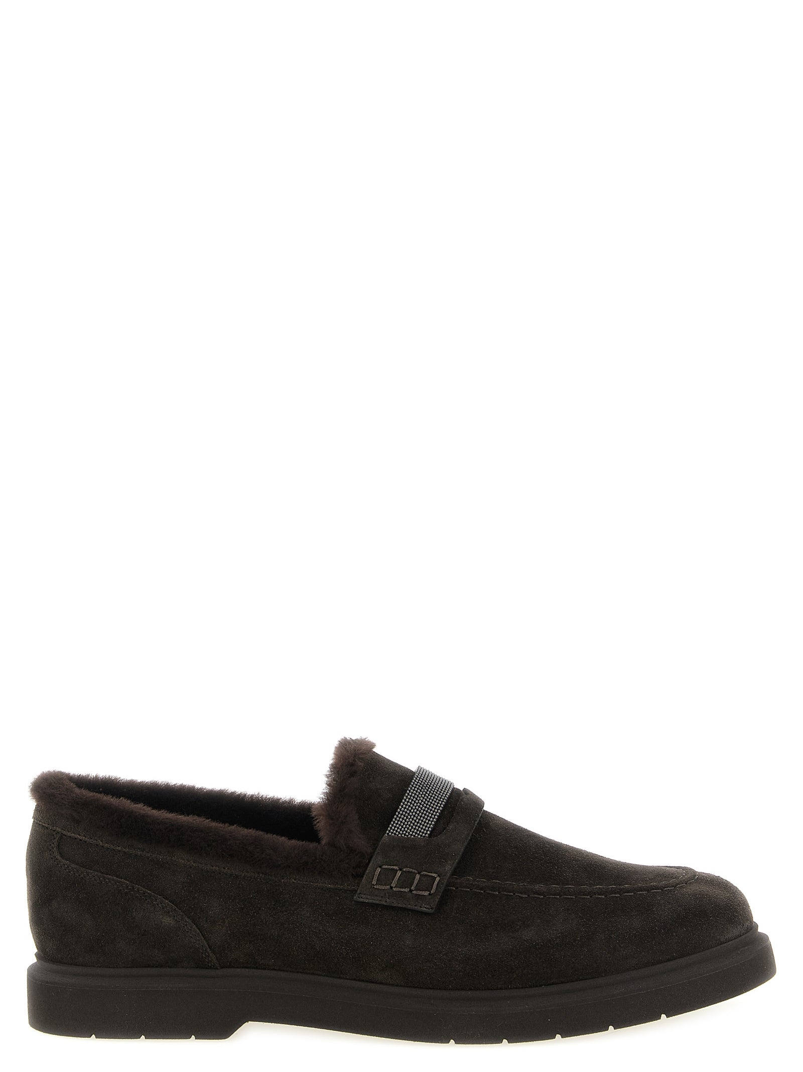 Brunello Cucinelli Brown Calfskin Slip-On Loafers Brunello Cucinelli