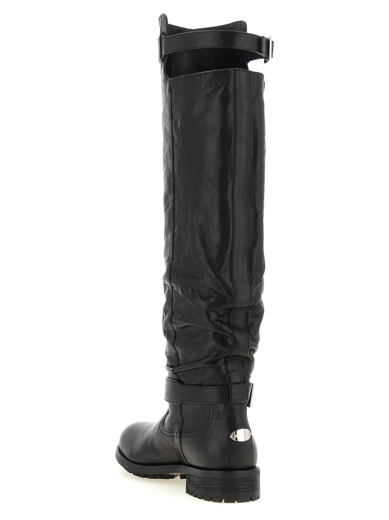 Jimmy Choo Black Leather Over The Knee Jimmy Choo