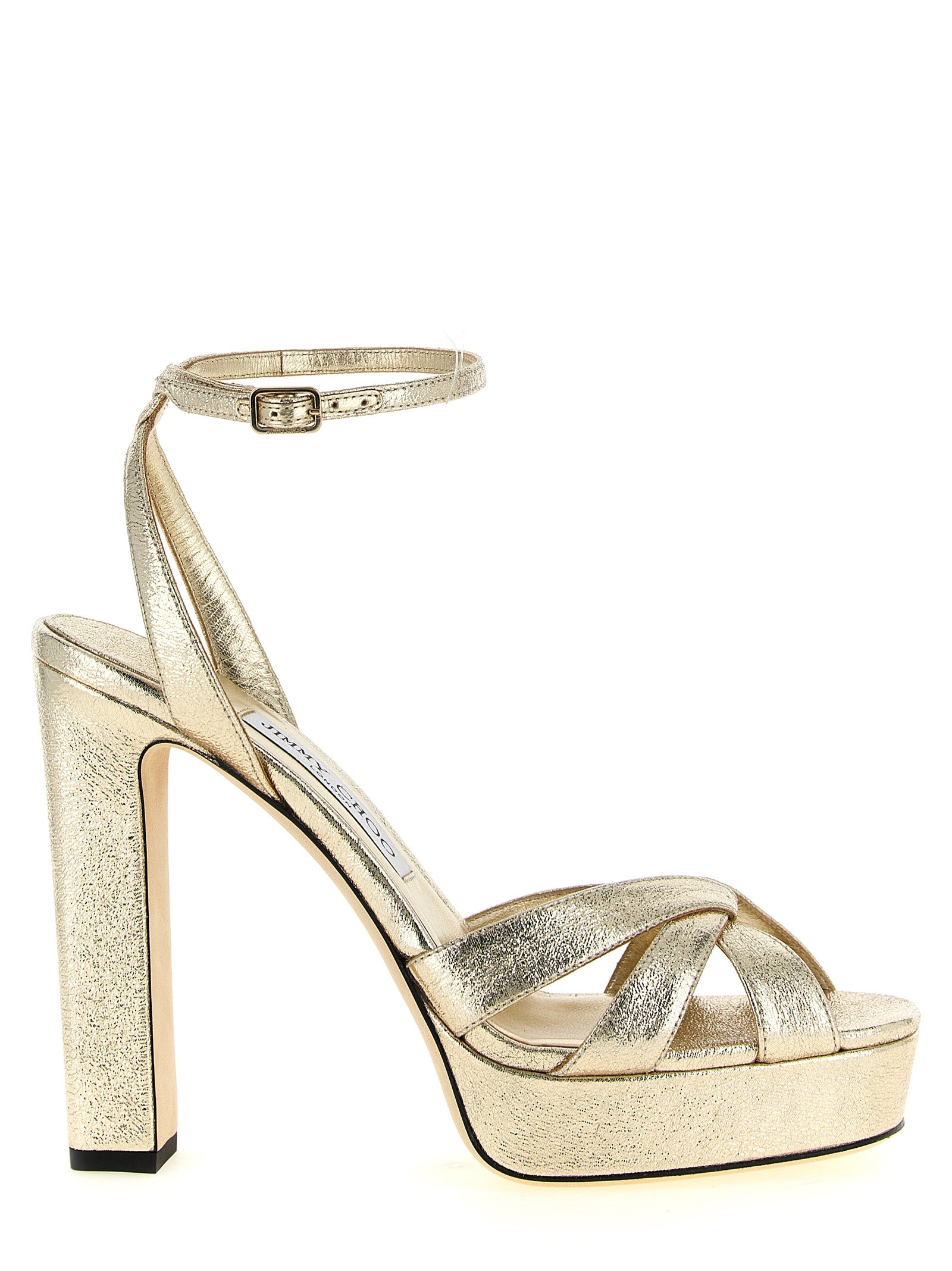 Jimmy Choo Gold Tencel Stiletto Heel Sandals Jimmy Choo
