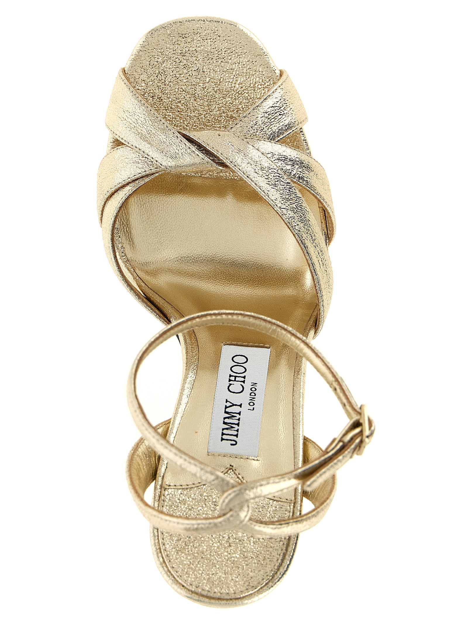 Jimmy Choo Gold Tencel Stiletto Heel Sandals Jimmy Choo