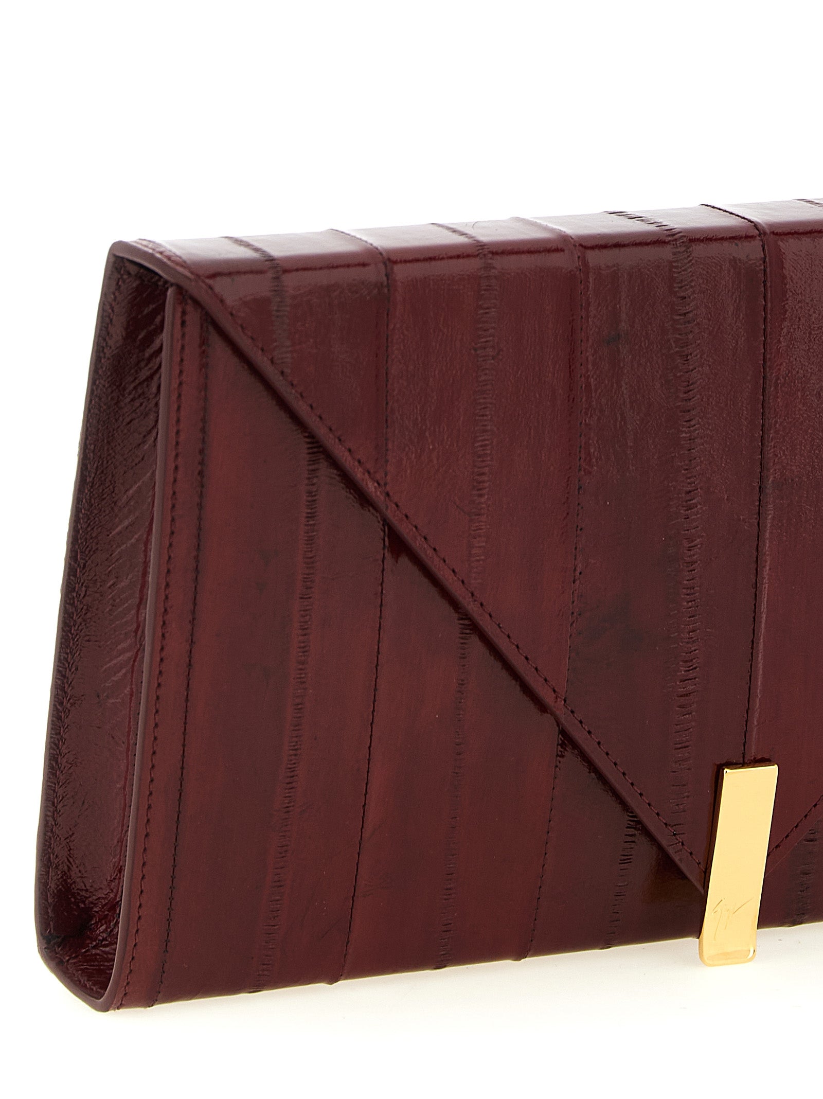 Giuseppe Zanotti Bordeaux Leather Clutch Bag Giuseppe Zanotti