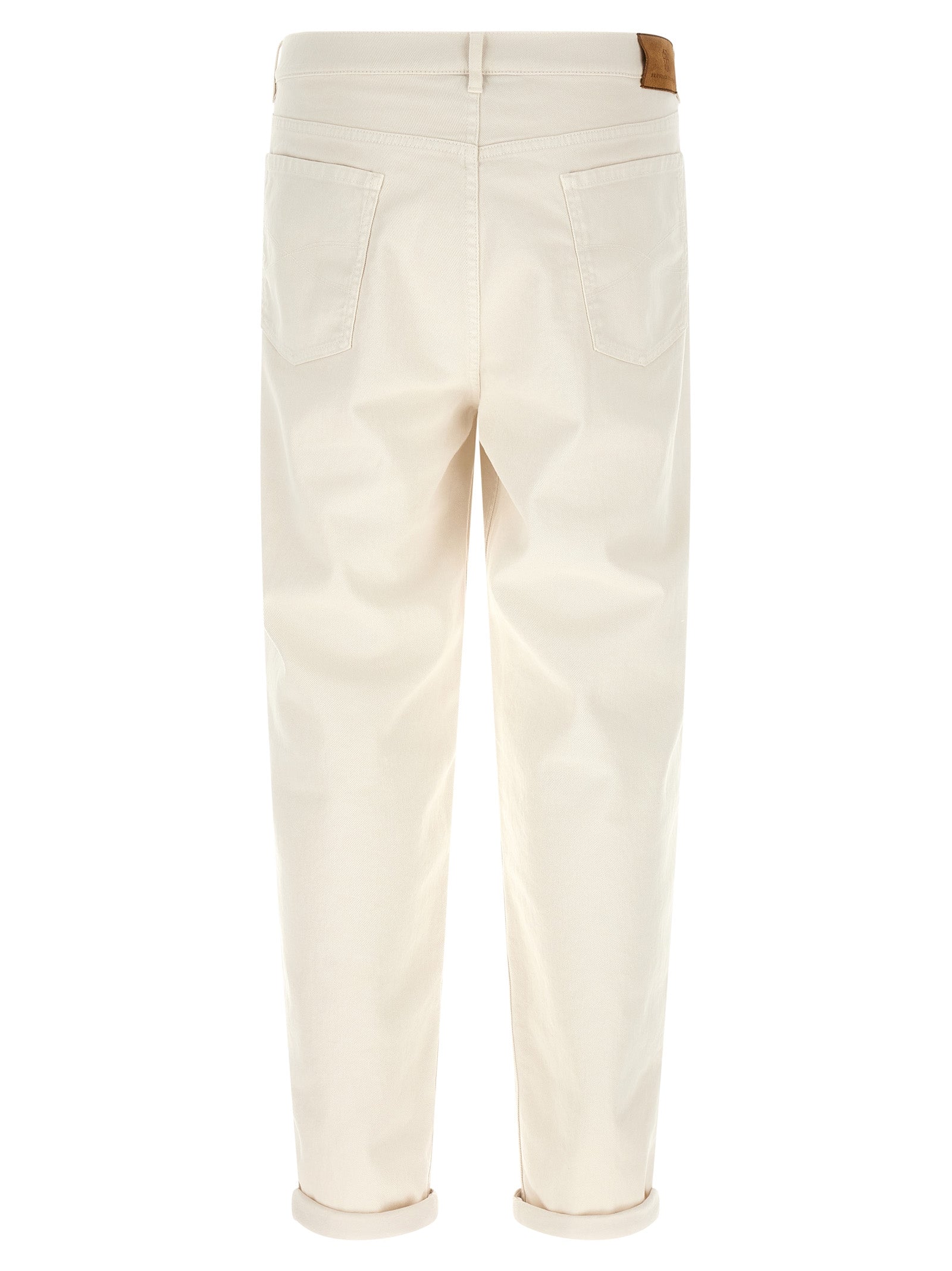 Brunello Cucinelli White Cotton Relaxed Fit Jeans Brunello Cucinelli
