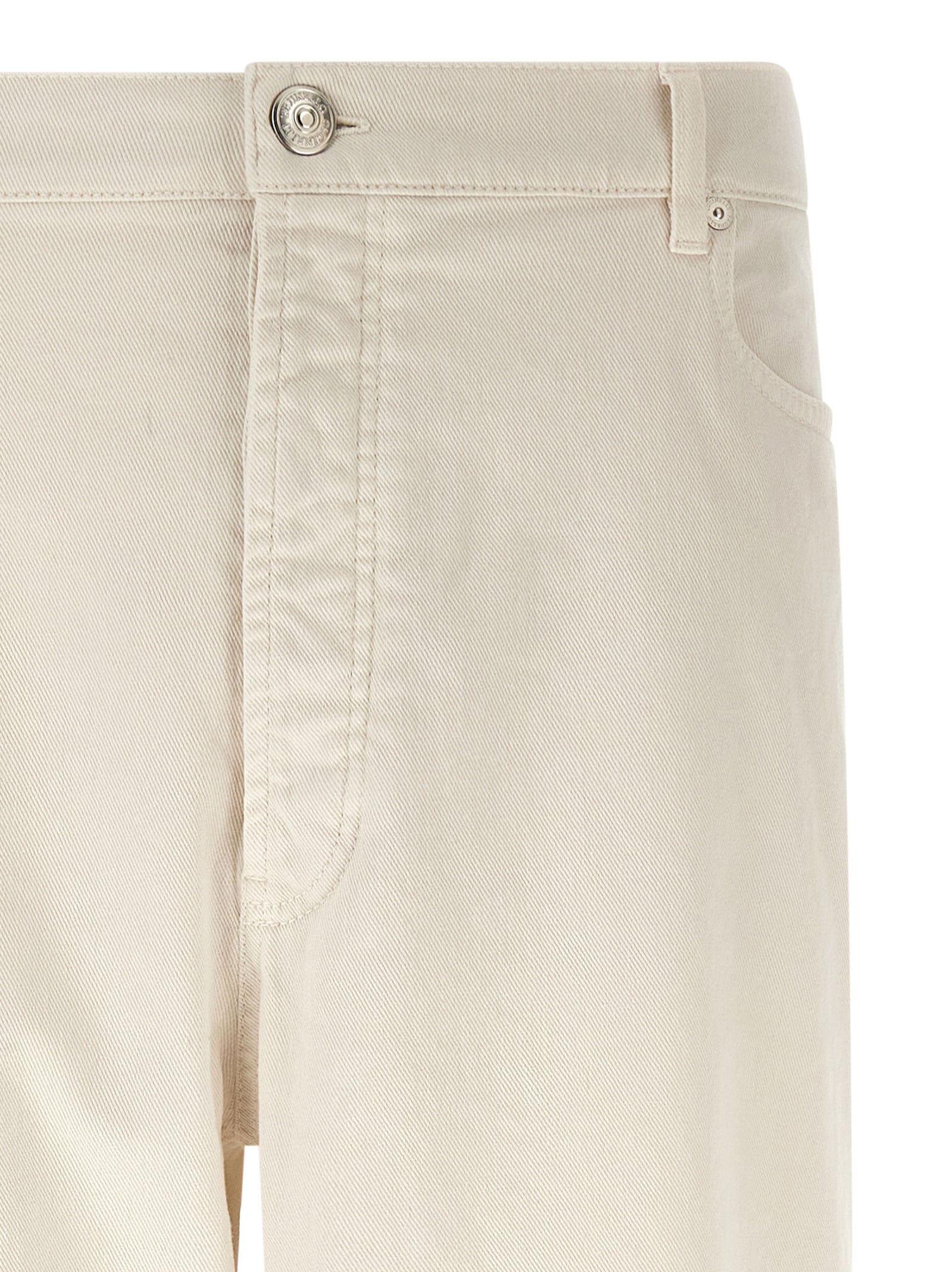 Brunello Cucinelli White Cotton Relaxed Fit Jeans Brunello Cucinelli
