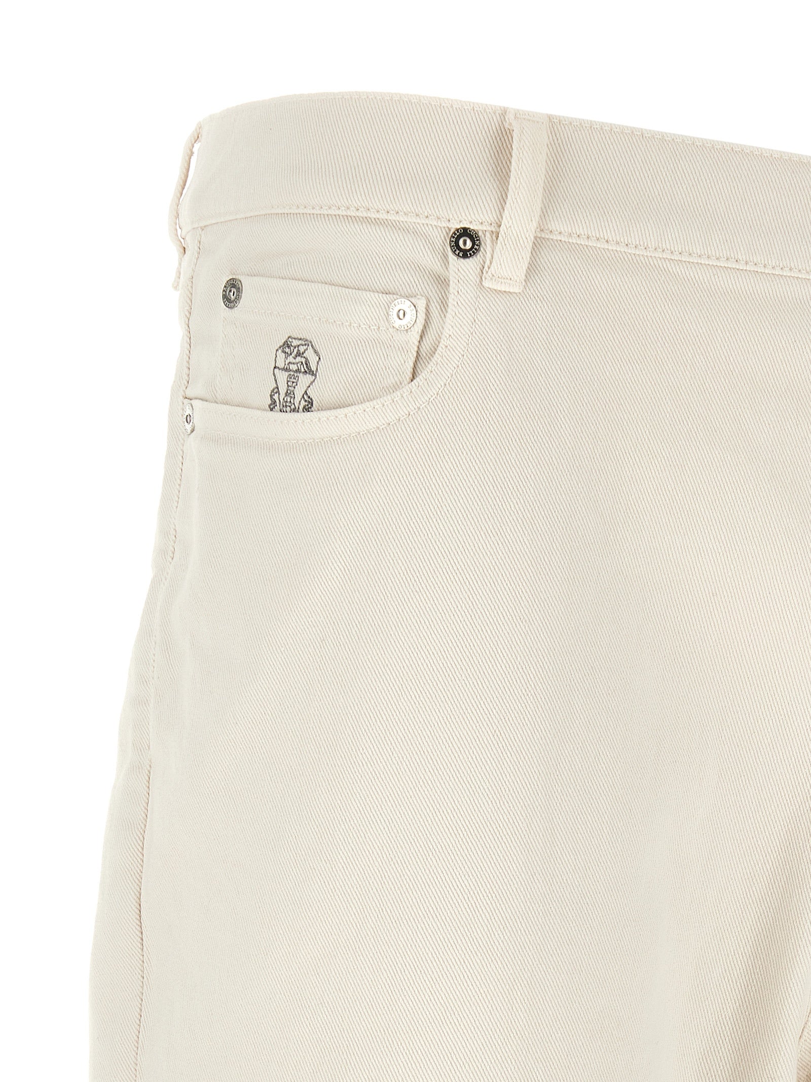 Brunello Cucinelli White Cotton Relaxed Fit Jeans Brunello Cucinelli