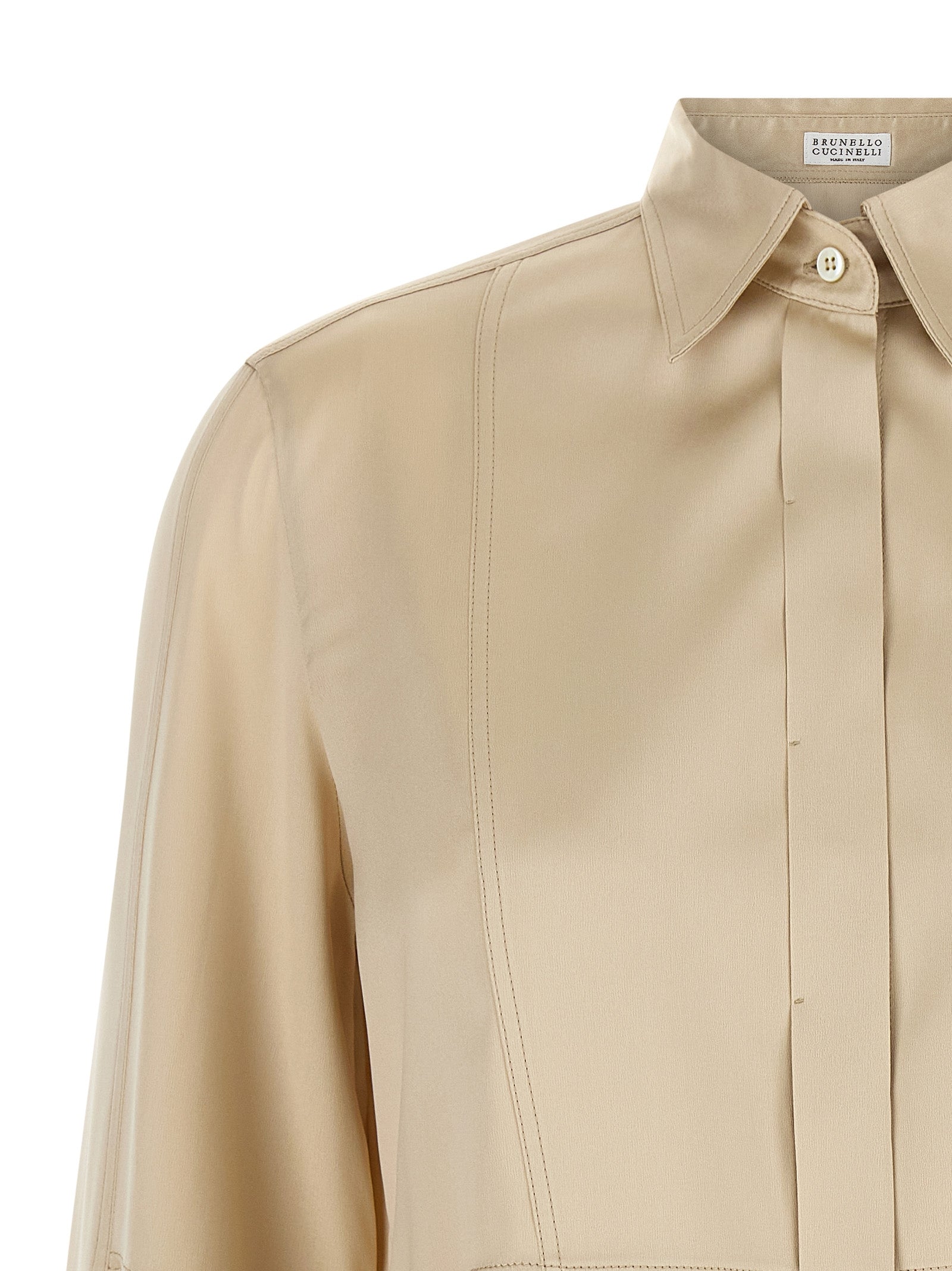 Brunello Cucinelli Beige Silk Blouse Brunello Cucinelli