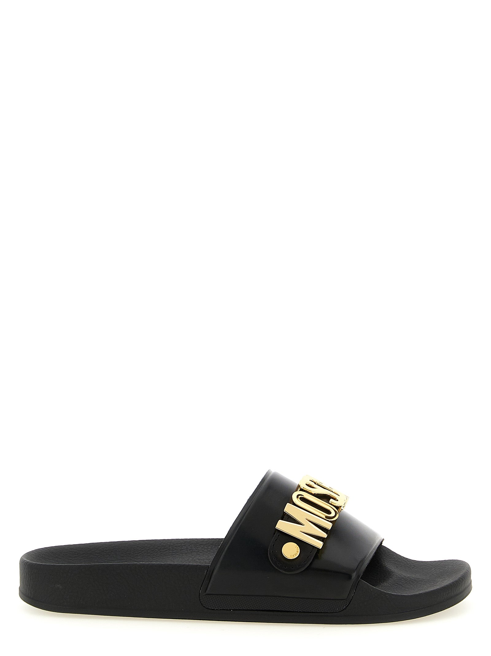 Moschino Gold Pvc Slides Moschino