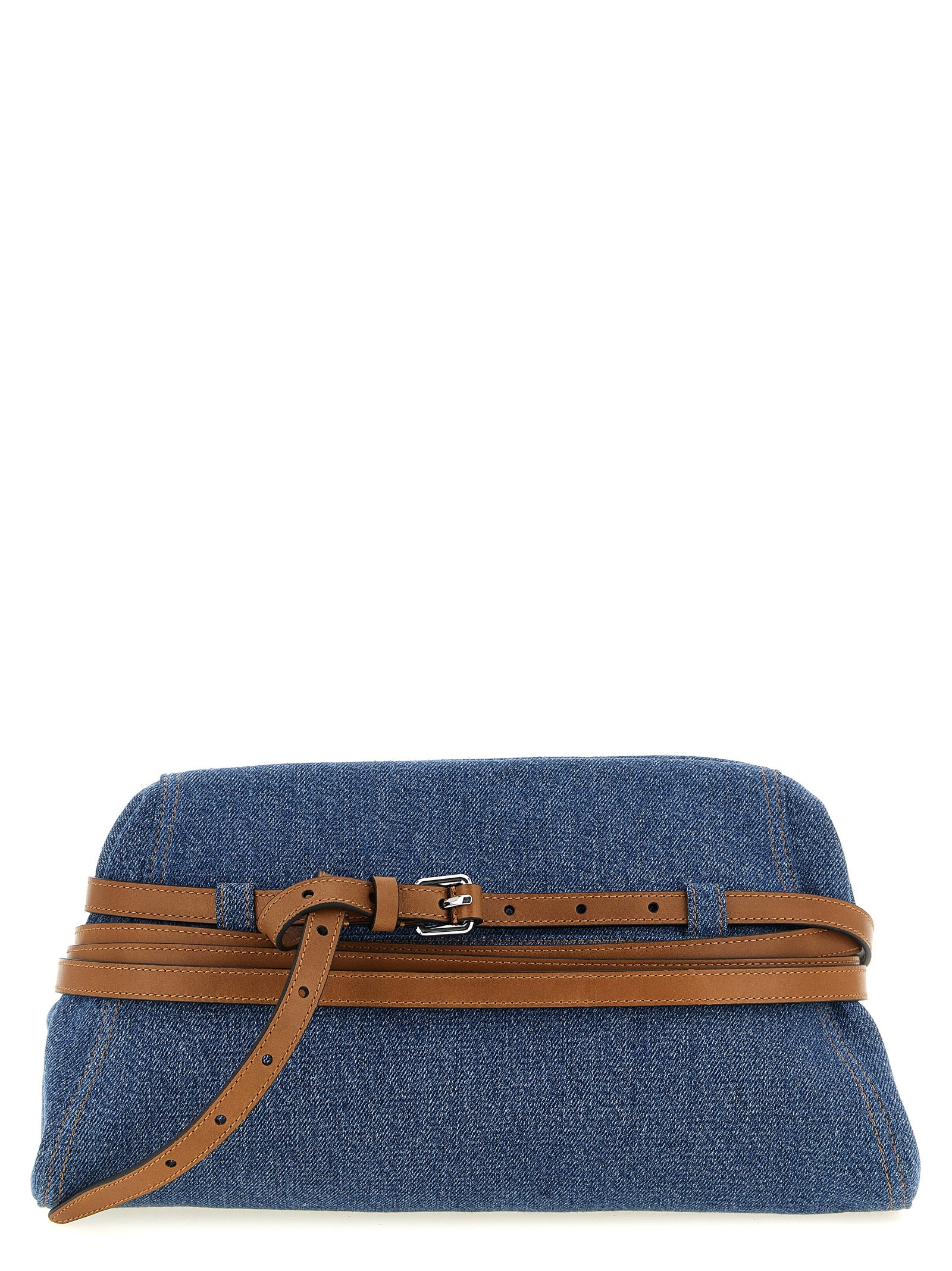 Moschino Blue Cotton Clutch Bag Moschino