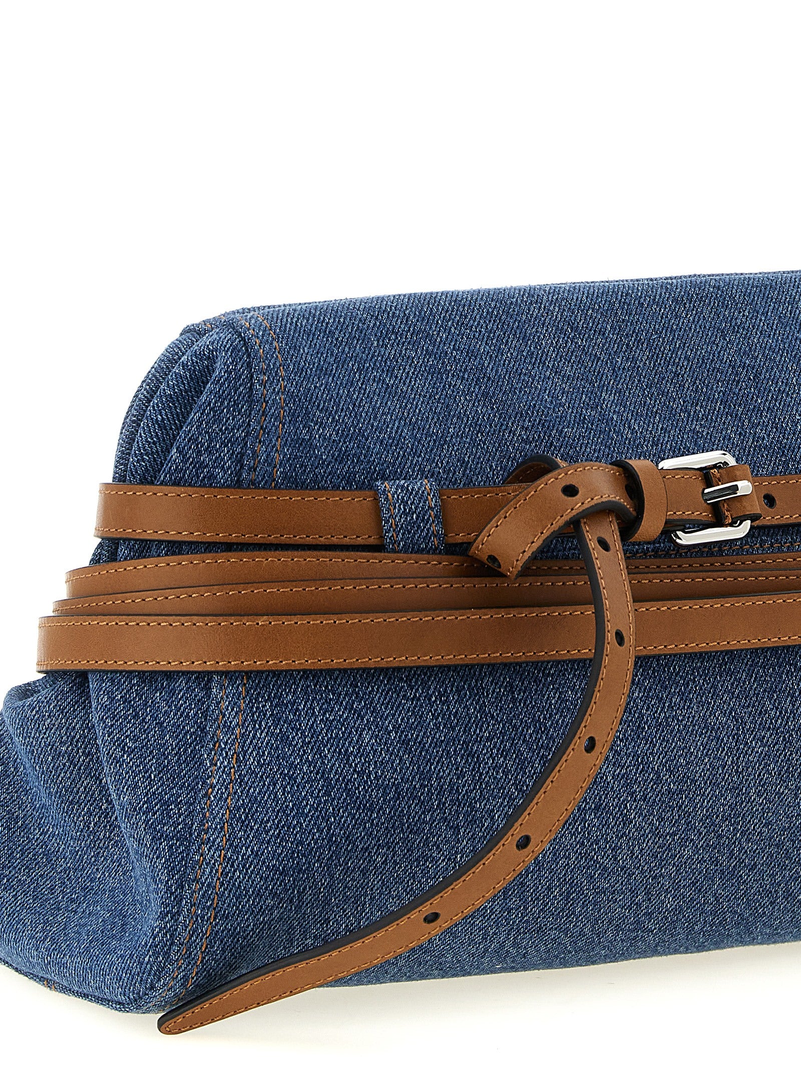 Moschino Blue Cotton Clutch Bag Moschino