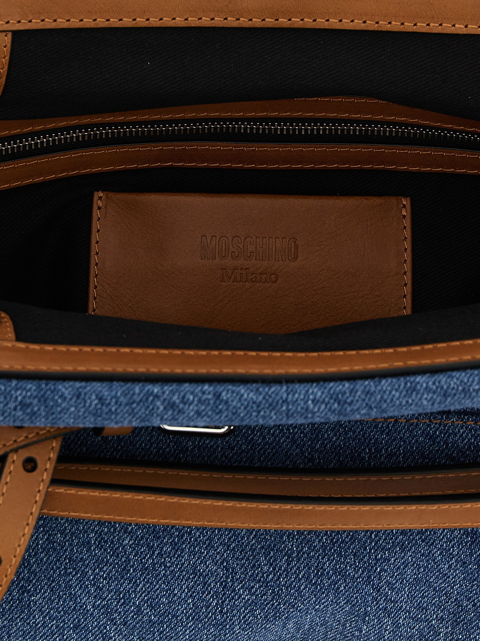 Moschino Blue Cotton Clutch Bag Moschino