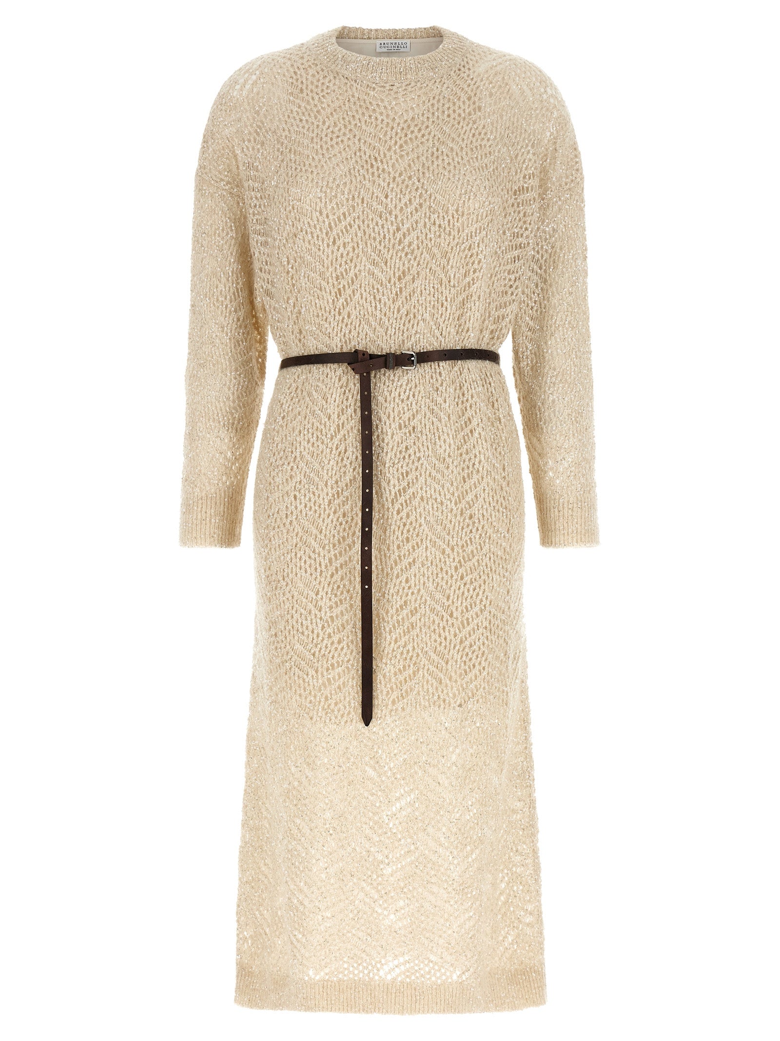 Brunello Cucinelli Beige Polyamide Midi Dress Brunello Cucinelli