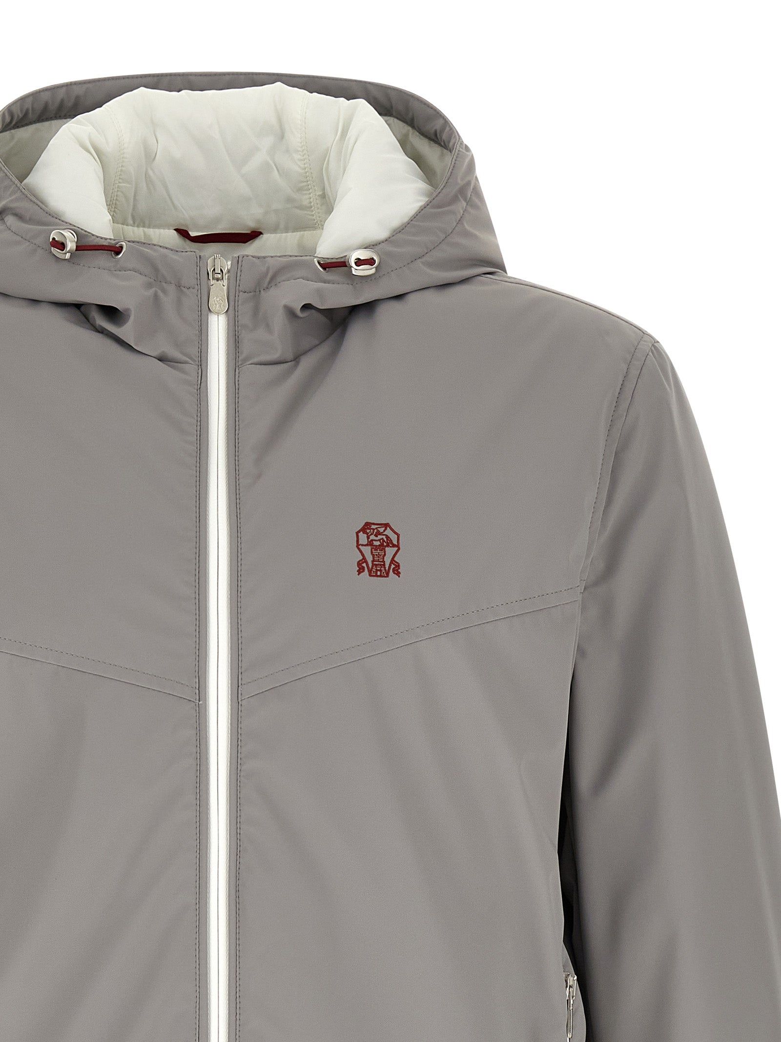 Brunello Cucinelli Gray Polyamide Shell Jacket Brunello Cucinelli