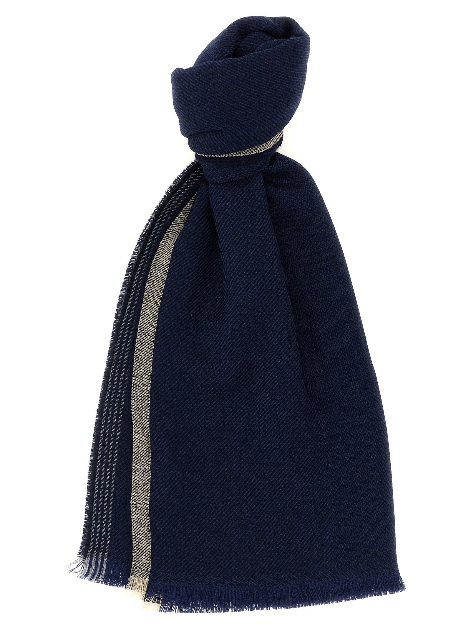 Brunello Cucinelli Blue Wool Scarf Brunello Cucinelli