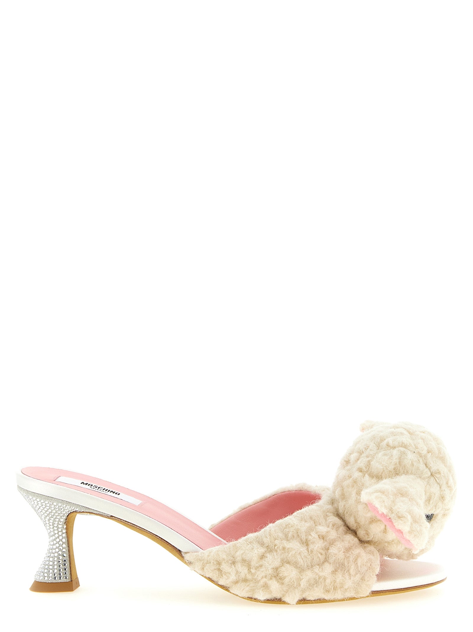 Moschino White Virgin Wool Mules Moschino
