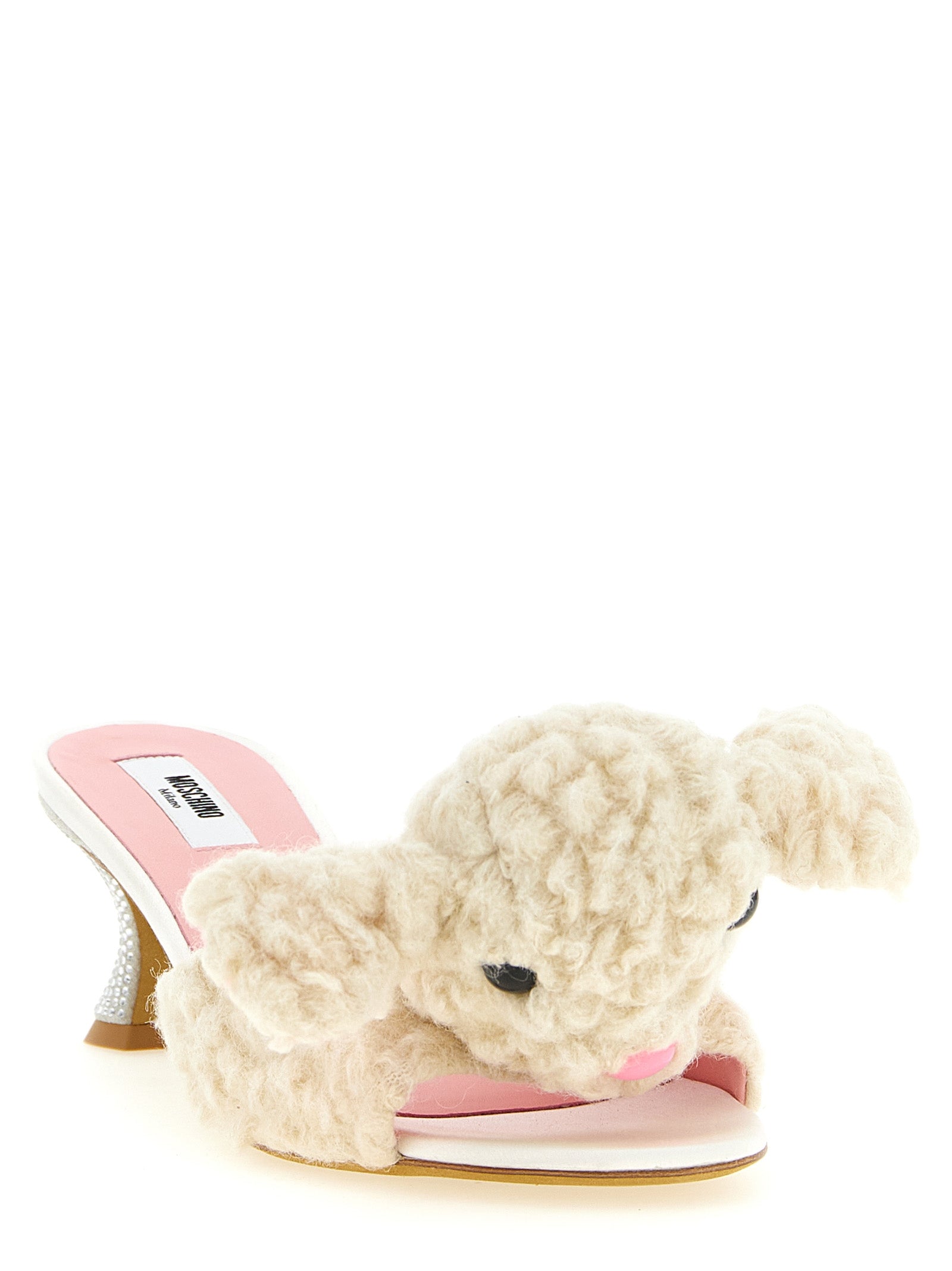 Moschino White Virgin Wool Mules Moschino