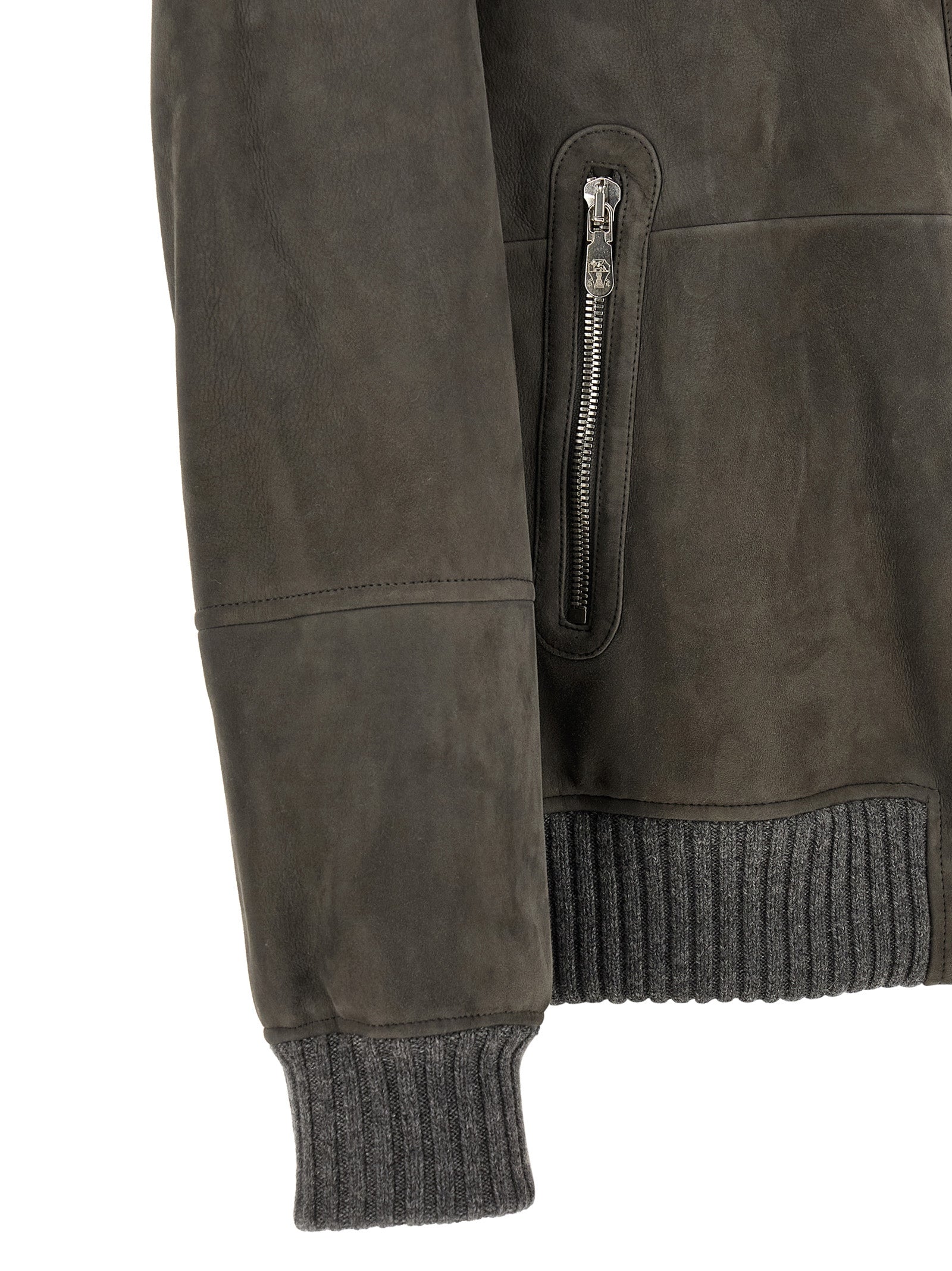 Brunello Cucinelli Gray Lamb Leather Leather Jacket Brunello Cucinelli