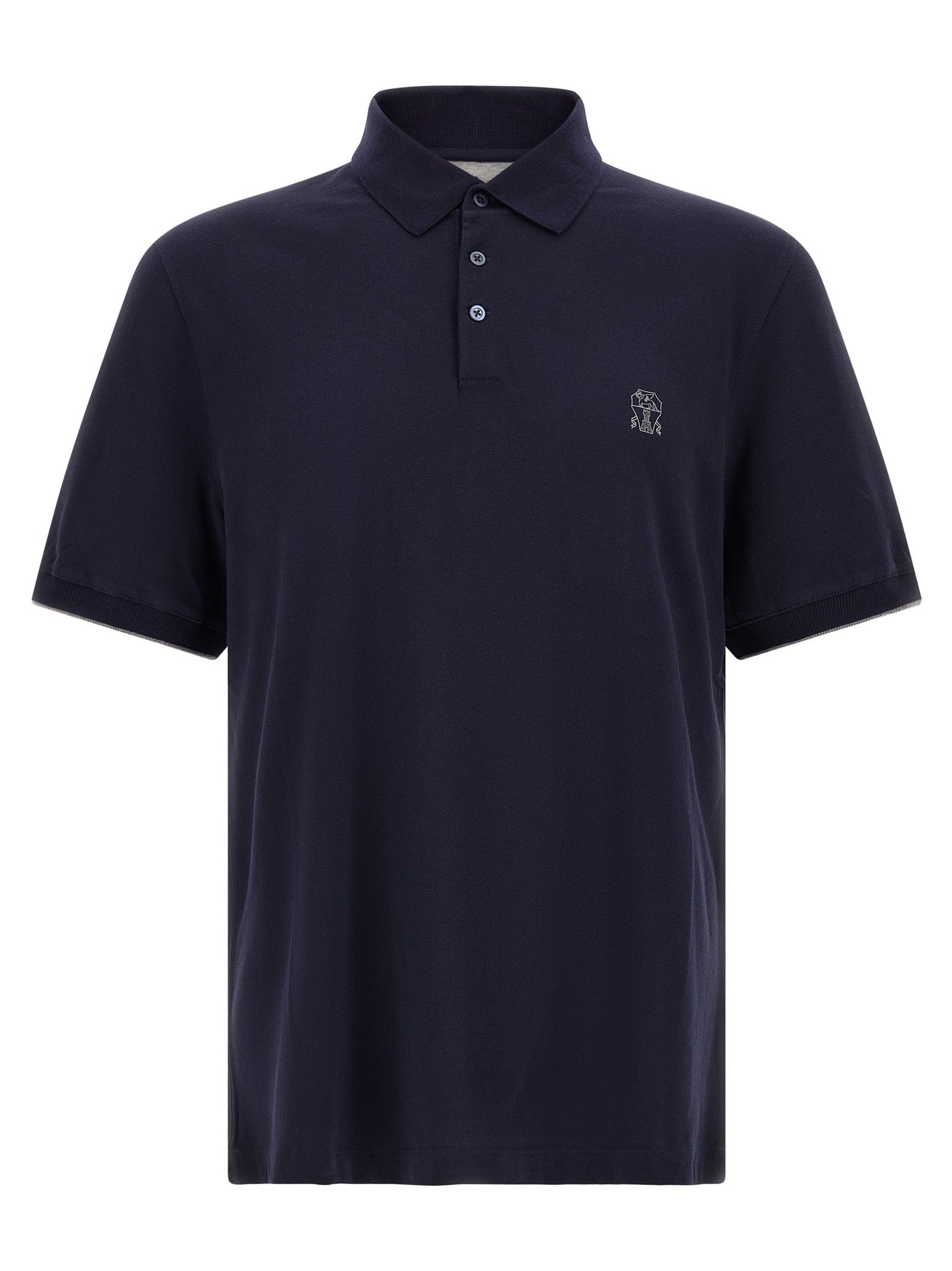 Brunello Cucinelli Blue Cotton Polo Shirt Brunello Cucinelli