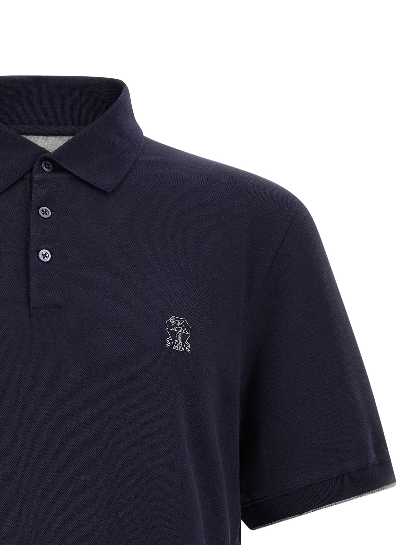 Brunello Cucinelli Blue Cotton Polo Shirt Brunello Cucinelli